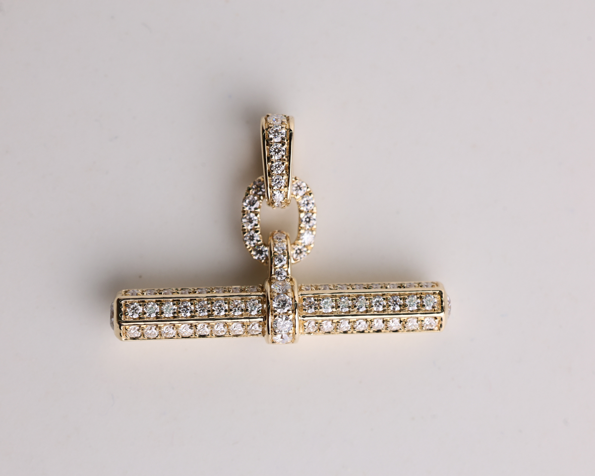 14K Gold T Bar Necklace, Moissanite Bar Pendant, Minimalist Jewelry, Gift for Women