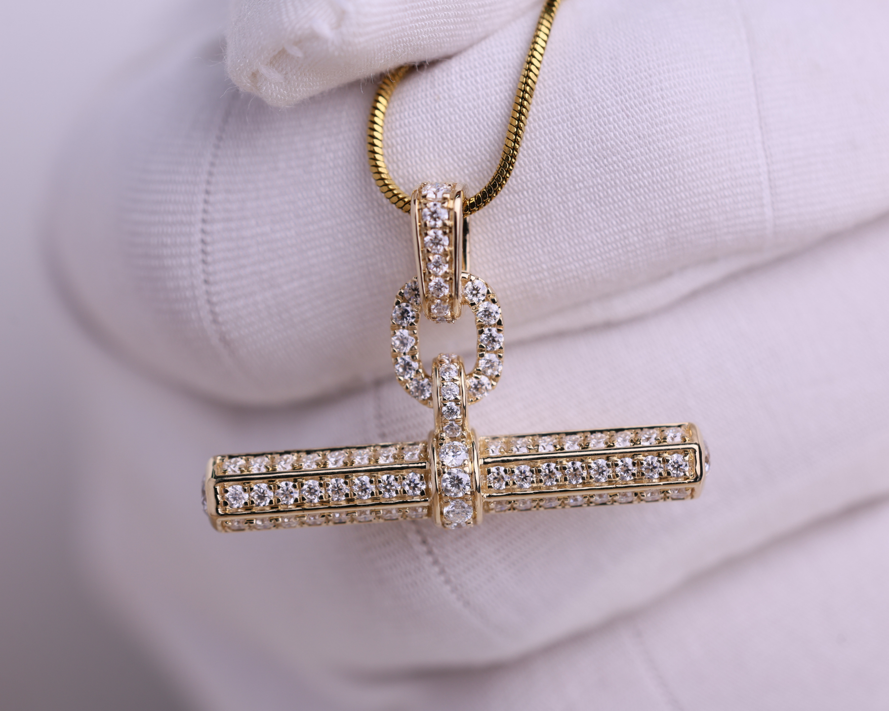 14K Gold T Bar Necklace, Moissanite Bar Pendant, Minimalist Jewelry, Gift for Women