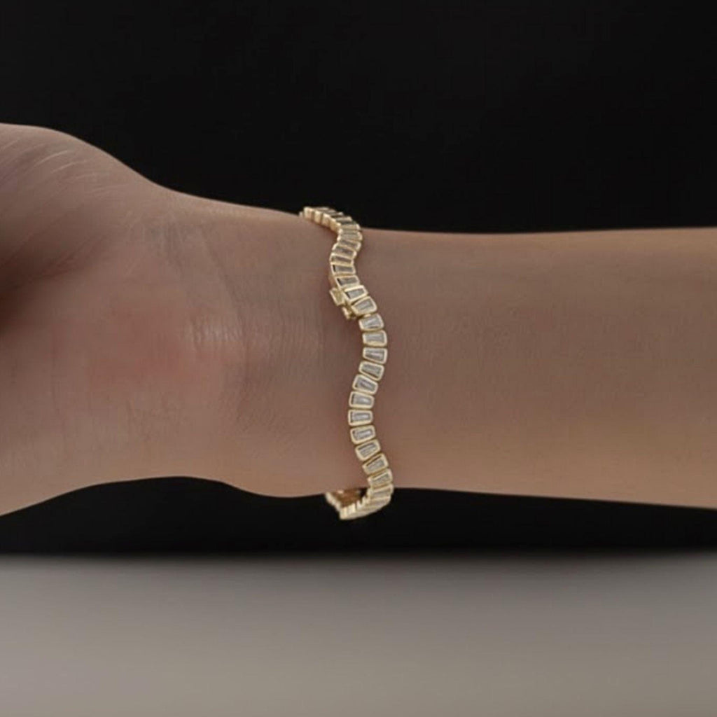 Handmade Tennis Bracelet, Gold Tennis Bracelet, Moissanite Tennis Bracelet, Dainty Bracelet, Diamond Bracelet, Gift for Her, Bracelet