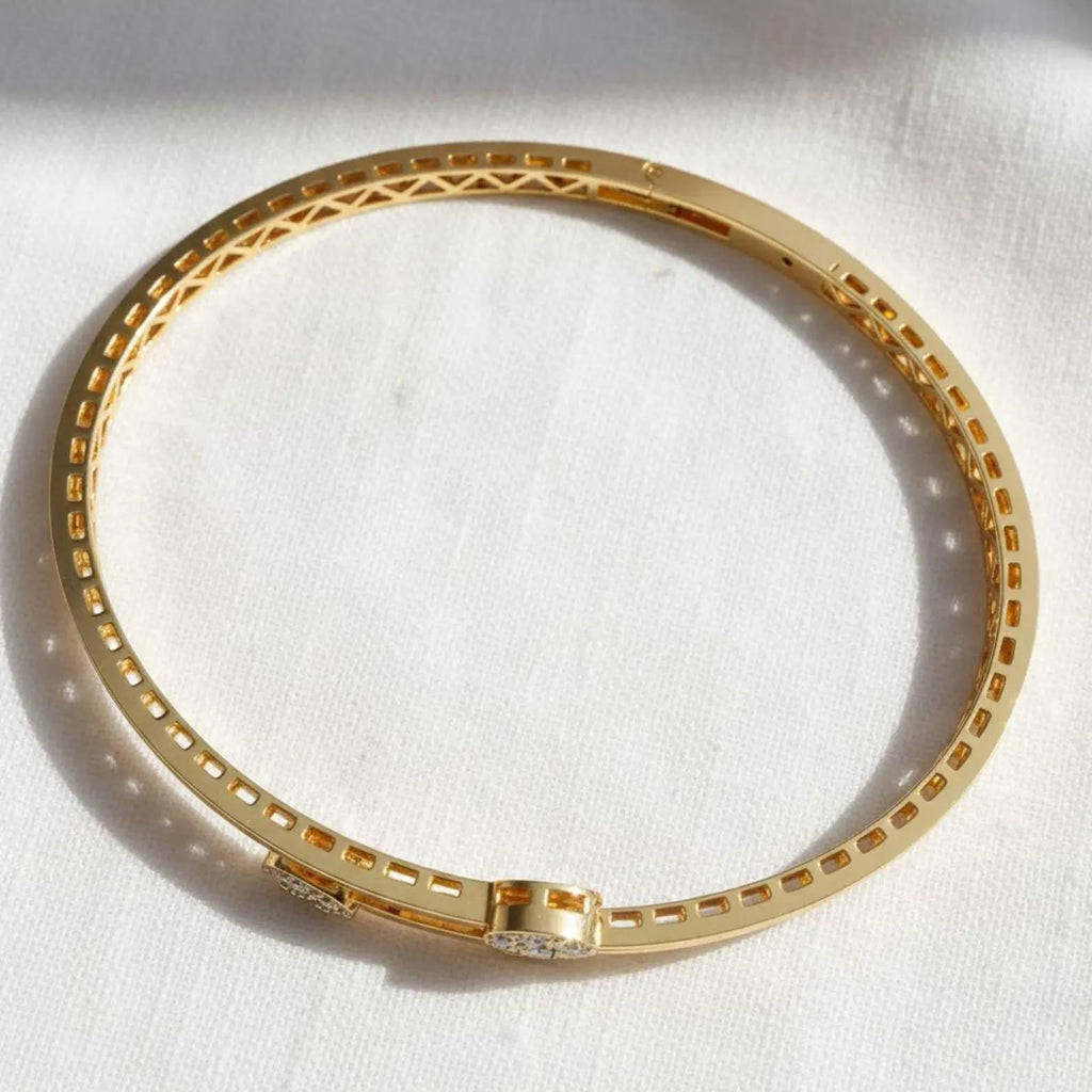 1.51 Ct Moissanite Bangle, 14K Gold Moissanite Bangle, Open Cuff Bangle
