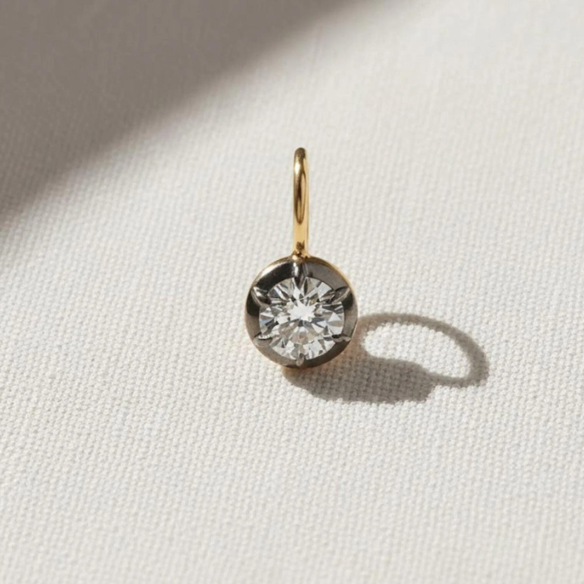 Antique Russian Old Mine Moissanite Drop Dangle Earrings in 14kt Two Tone Gold Over
