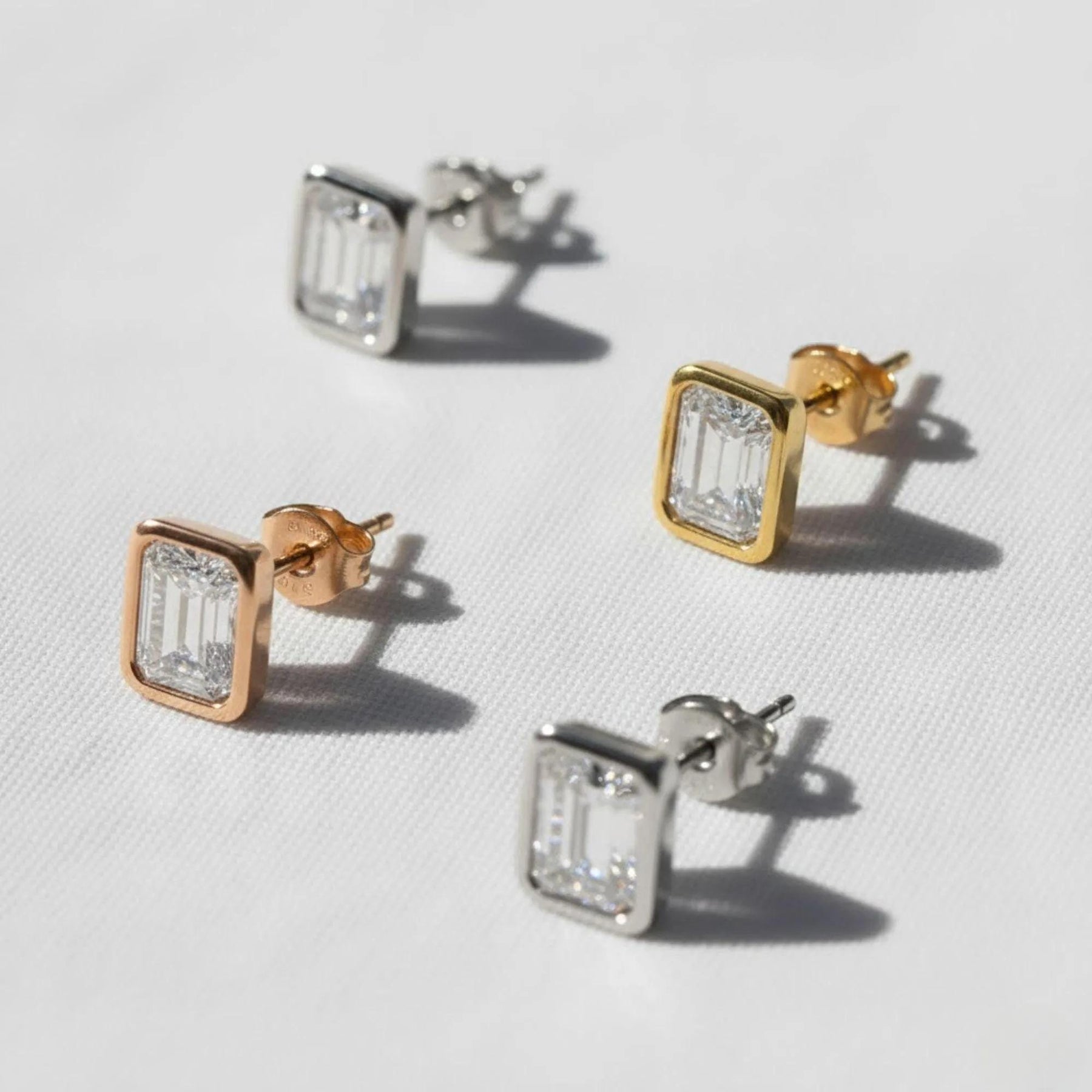 Real VVS1 Moissanite Stud Earrings in 925 Silver or Yellow Gold, Screw back Earrings 1.00 CTW, Birthday Gift for Women