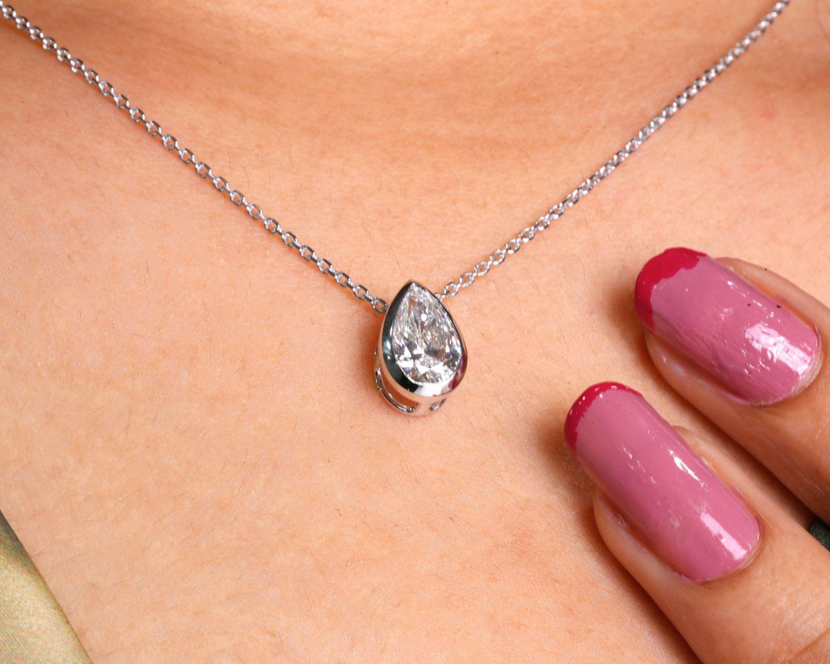 1.50 Ct Pear Cut Moissanite Pendant Pear Moissanite Charm Pear Cut Diamond Pendants For Women 14k Yellow Gold Anniversary Gift For Her