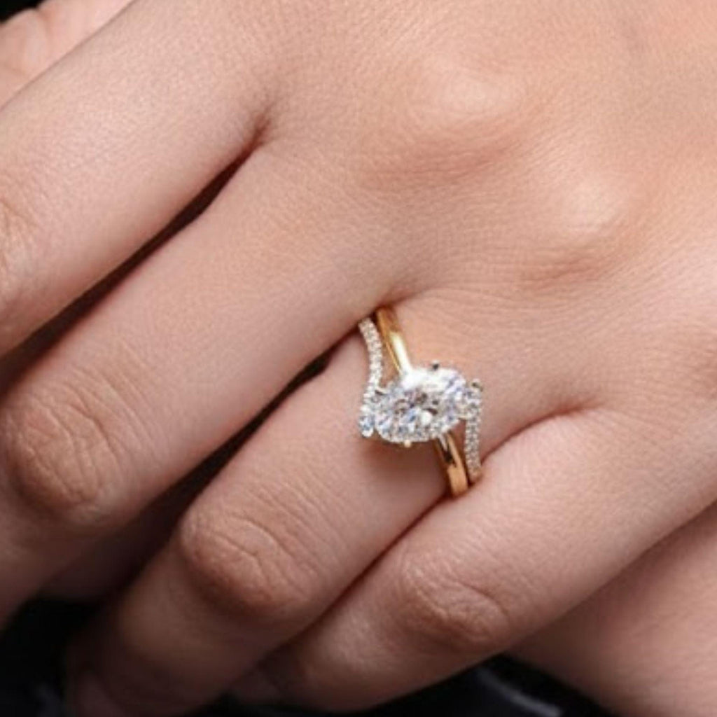 2.00Ct Oval Moissanite Engagement Ring, Round Moissanite Accents, Handmade