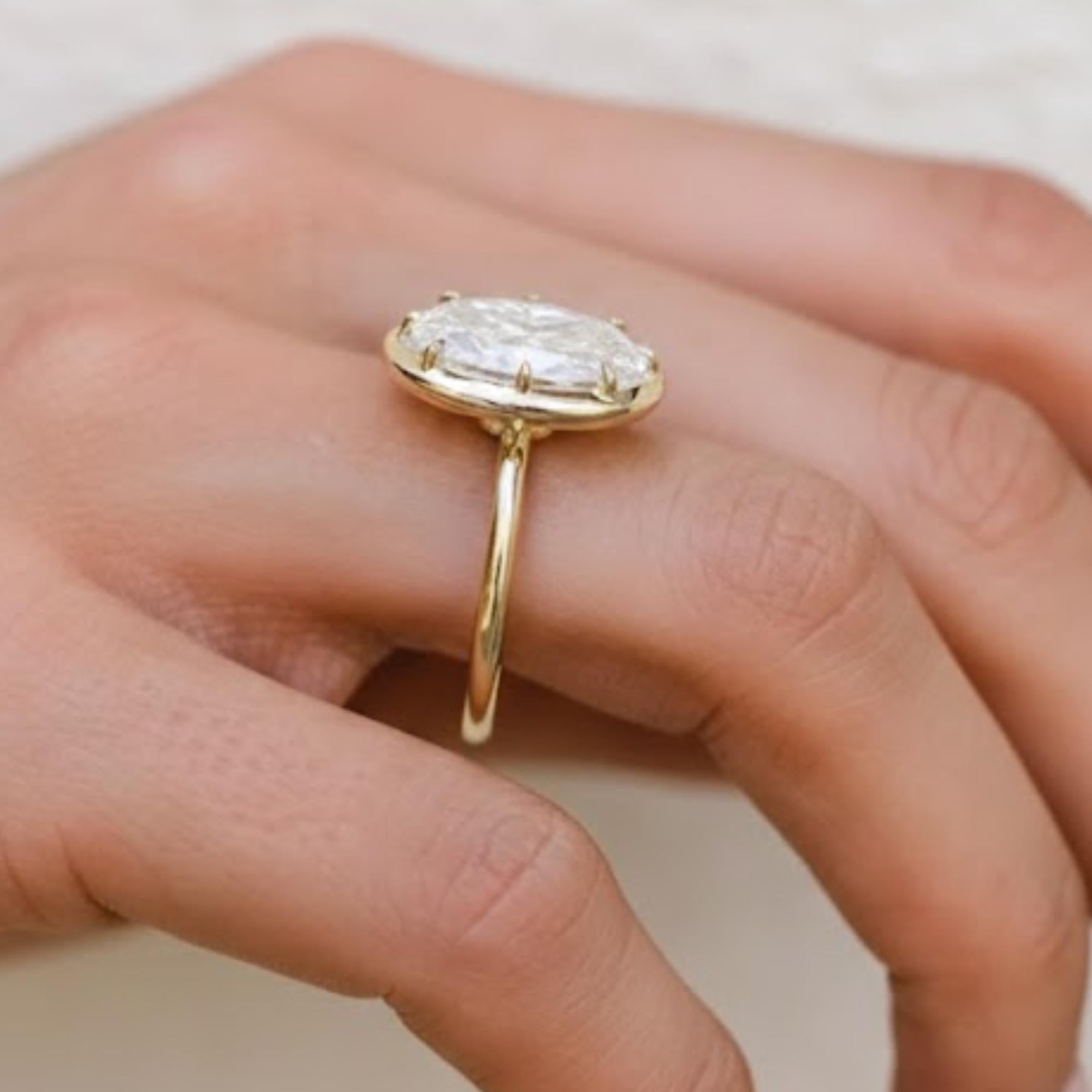 3 CT Oval Cut Moissanite Diamond Ring, 14K Gold Engagement Ring, Promise Ring For Her, Wedding Ring, Anniversary Ring For Women,gold jewelry