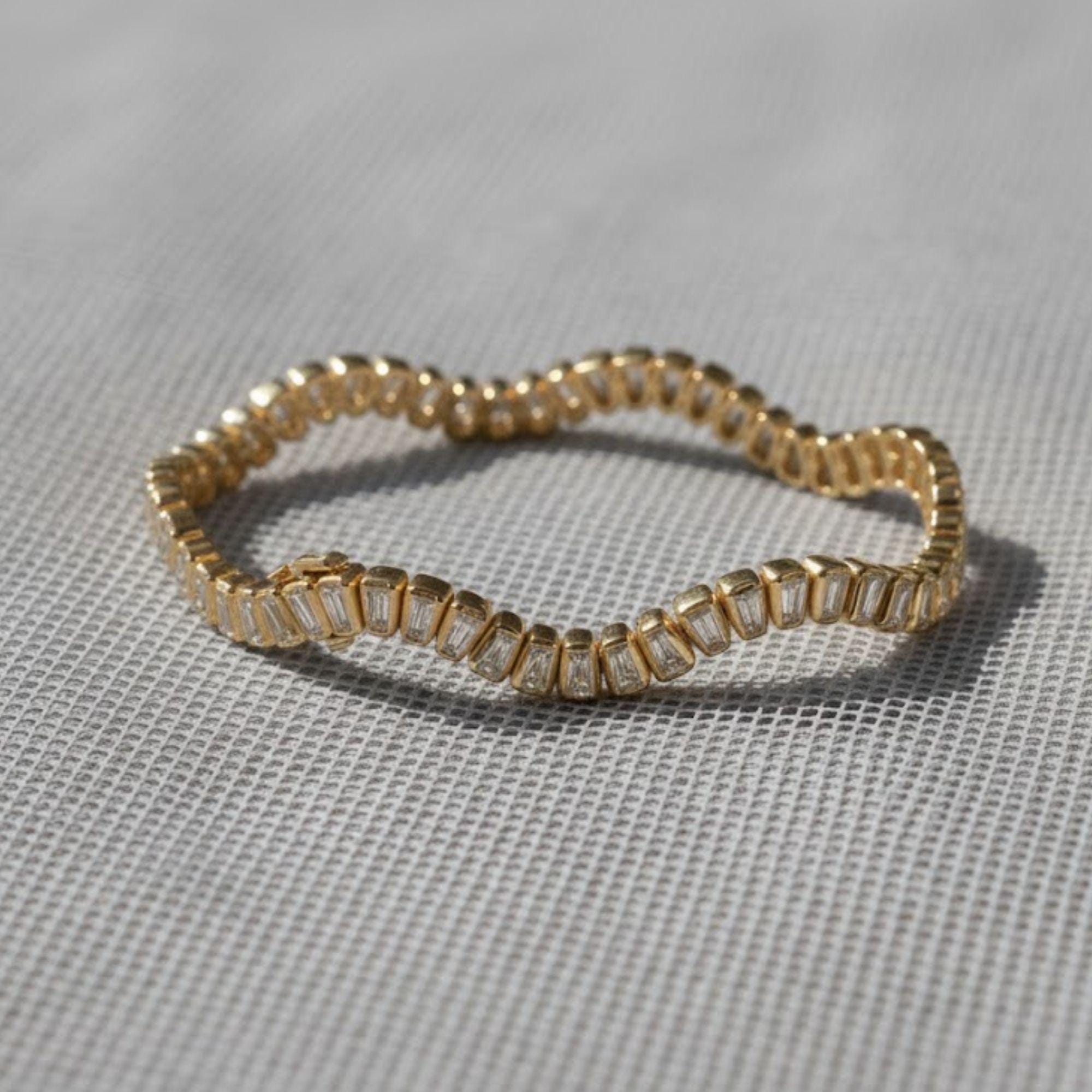 Handmade Tennis Bracelet, Gold Tennis Bracelet, Moissanite Tennis Bracelet, Dainty Bracelet, Diamond Bracelet, Gift for Her, Bracelet