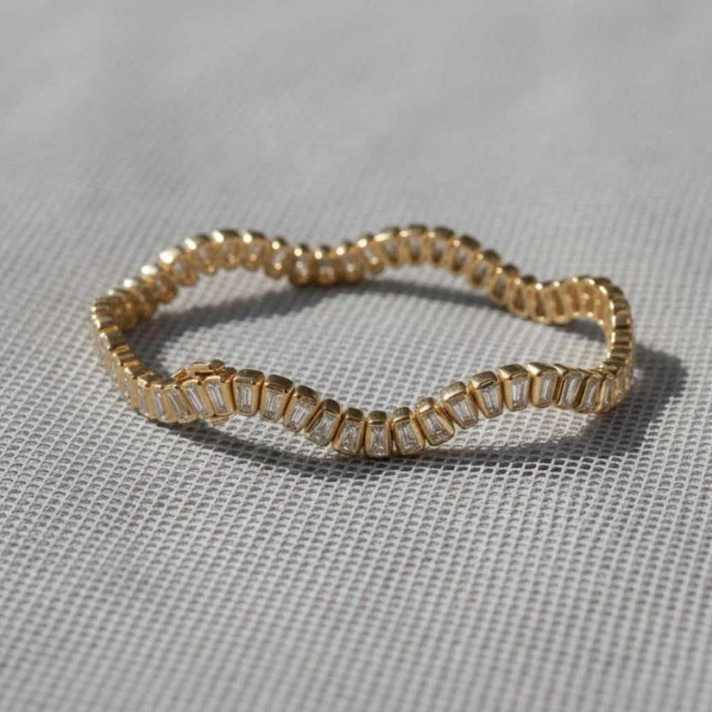 Handmade Tennis Bracelet, Gold Tennis Bracelet, Moissanite Tennis Bracelet, Dainty Bracelet, Diamond Bracelet, Gift for Her, Bracelet