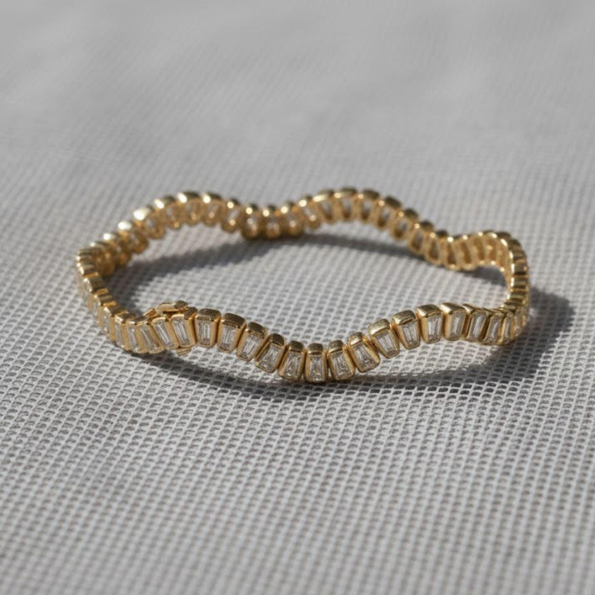 Handmade Tennis Bracelet, Gold Tennis Bracelet, Moissanite Tennis Bracelet, Dainty Bracelet, Diamond Bracelet, Gift for Her, Bracelet