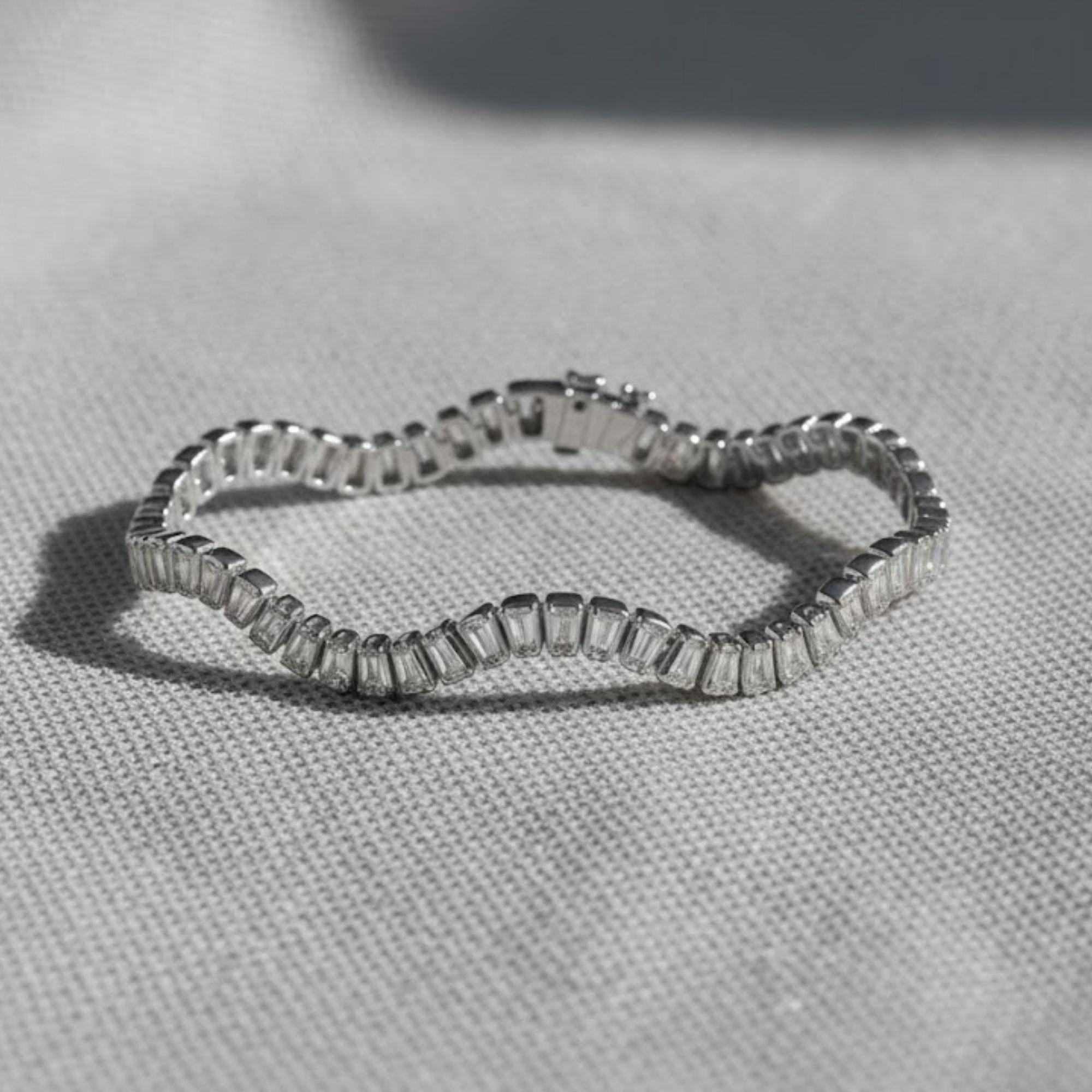 Handmade Tennis Bracelet, Gold Tennis Bracelet, Moissanite Tennis Bracelet, Dainty Bracelet, Diamond Bracelet, Gift for Her, Bracelet