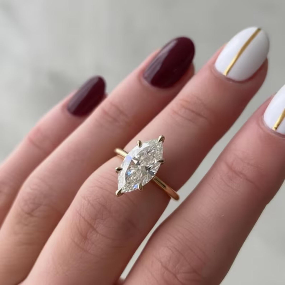 1.00ct to 3.0ct Marquise Cut Moissanite Engagement Ring | 14K Gold Solitaire Promise Ring | Delicate Proposal Anniversary Bridal Jewelry