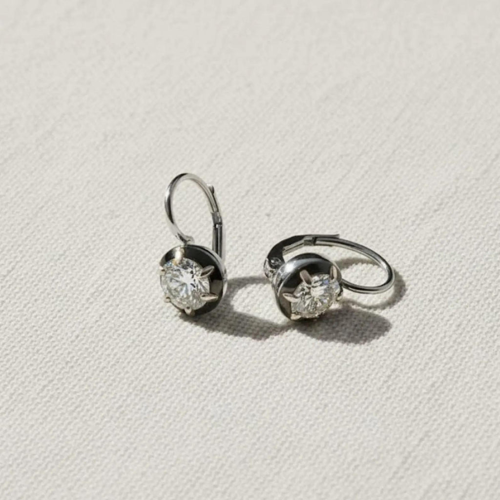 Antique Russian Old Mine Moissanite Drop Dangle Earrings in 14kt Two Tone Gold Over