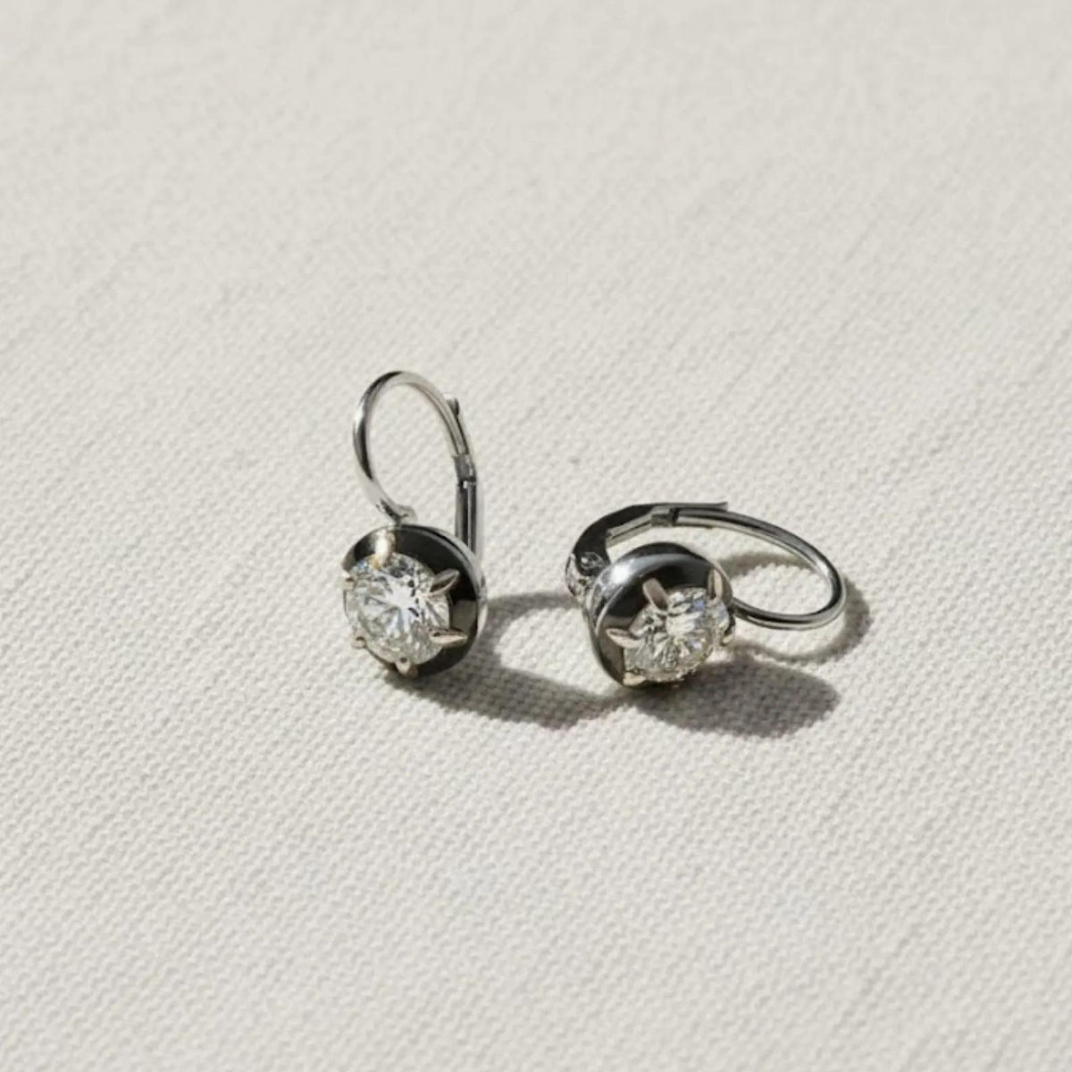 Antique Russian Old Mine Moissanite Drop Dangle Earrings in 14kt Two Tone Gold Over
