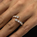 14k Solid Yellow Gold Spiral Diamond Moissanite Ring, Open Bypass Wedding Band