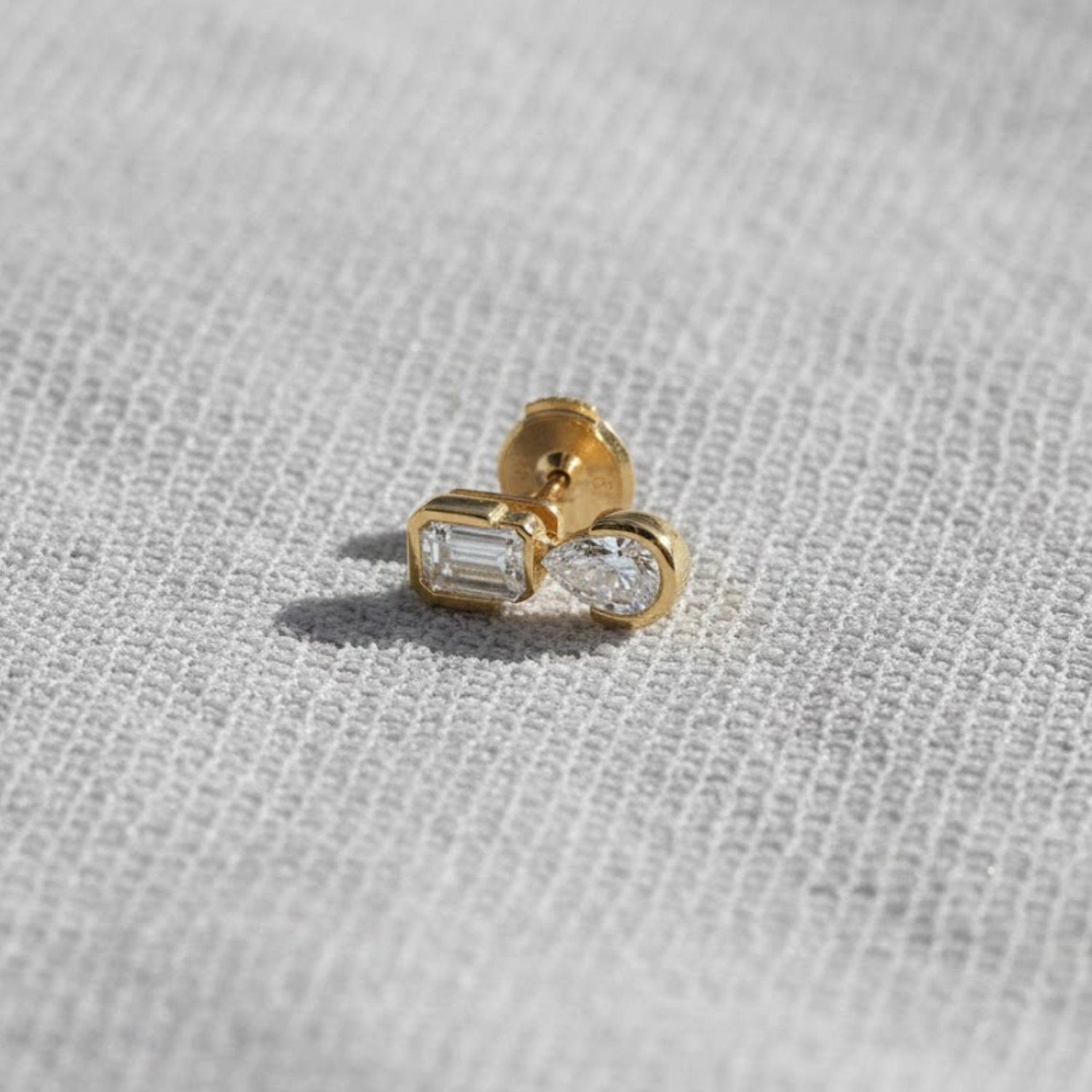 Emerald and pear Cut Moissanite Wedding Earrings in 14K Yellow Gold, Elegant Drop Earrings for Women, Perfect Anniversary Gift for Her