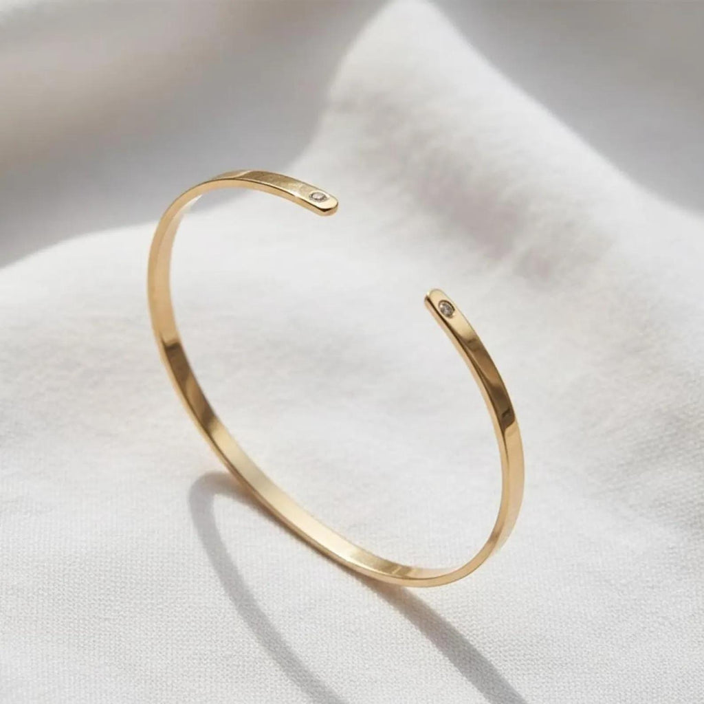 Open Cuff Bracelet, Two Stone Gold Bracelet, 14K Gold Cuff Bangle For Women, Moissanite Bracelet, Birthday Gift For Wife, Daily Wear