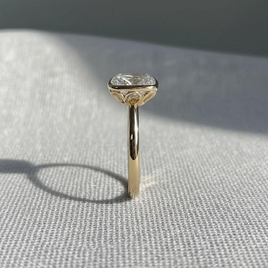Elongated 4 CT Cushion Cut Moissanite Engagement Ring, Bezel Set Solitaire Wedding Ring, Delicate Bridal Ring, Anniversary Gifts/Ring