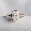 Elongated 4 CT Cushion Cut Moissanite Engagement Ring, Bezel Set Solitaire Wedding Ring, Delicate Bridal Ring, Anniversary Gifts/Ring