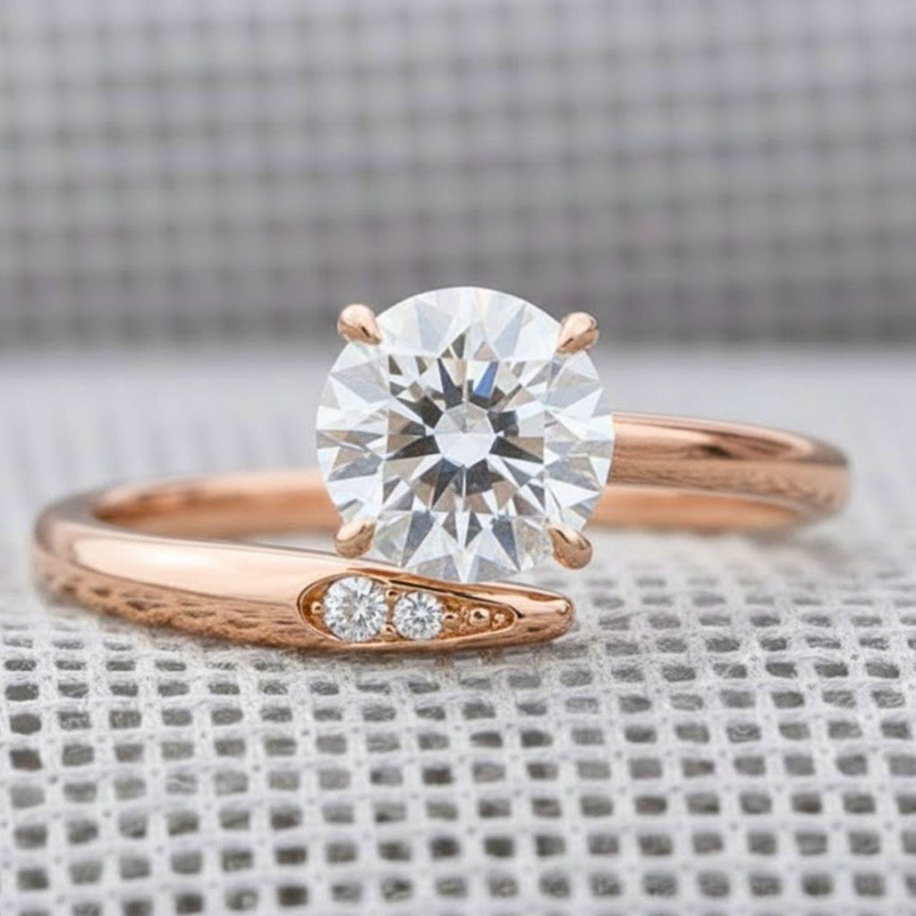 14K Gold Moissanite Engagement Ring • Four Prong Solitaire Moissanite Ring • Sterling Silver Wedding Jewelry • Trendy Best Friend Gift