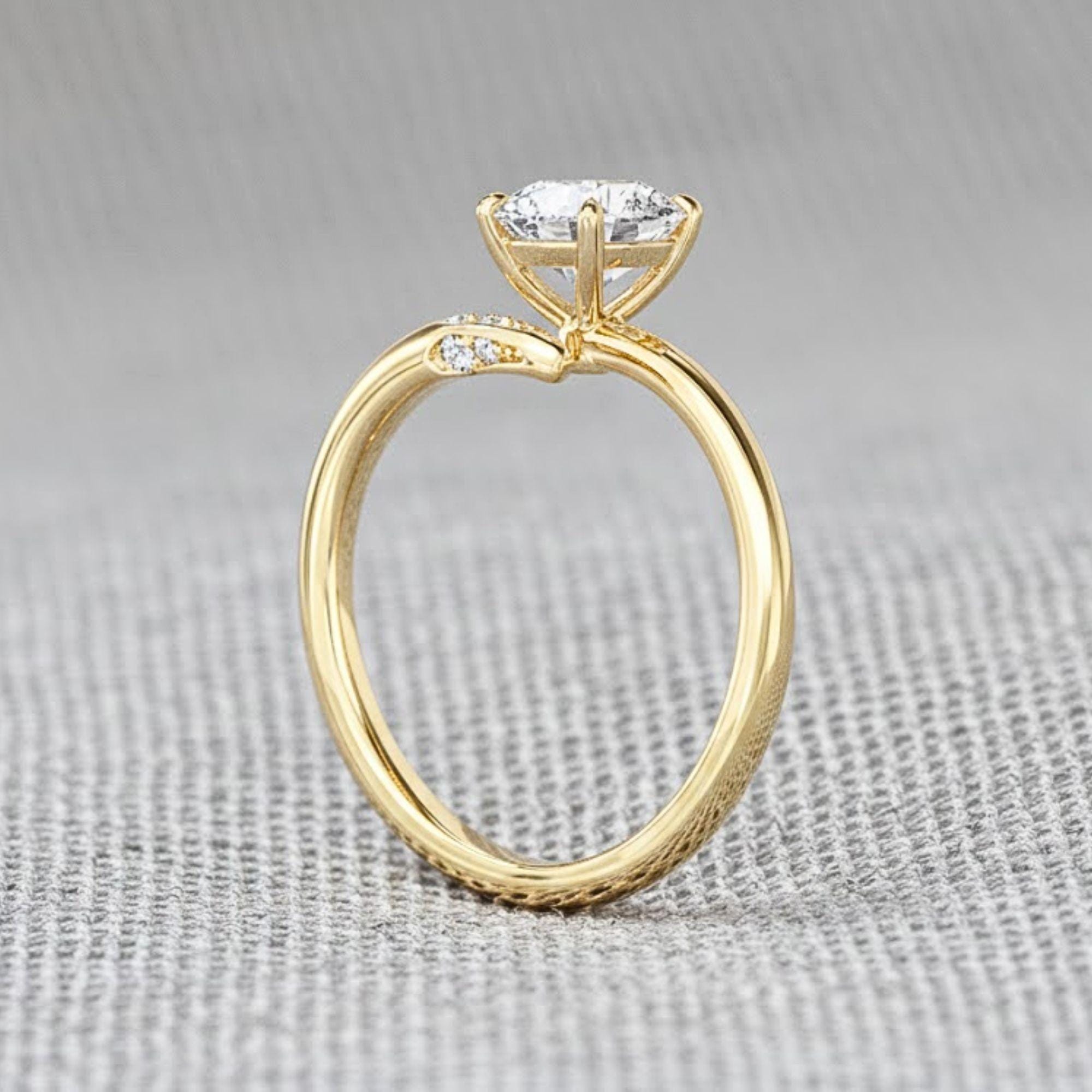 14K Gold Moissanite Engagement Ring • Four Prong Solitaire Moissanite Ring • Sterling Silver Wedding Jewelry • Trendy Best Friend Gift