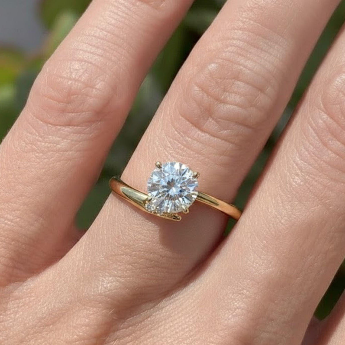 14K Gold Moissanite Engagement Ring • Four Prong Solitaire Moissanite Ring • Sterling Silver Wedding Jewelry • Trendy Best Friend Gift