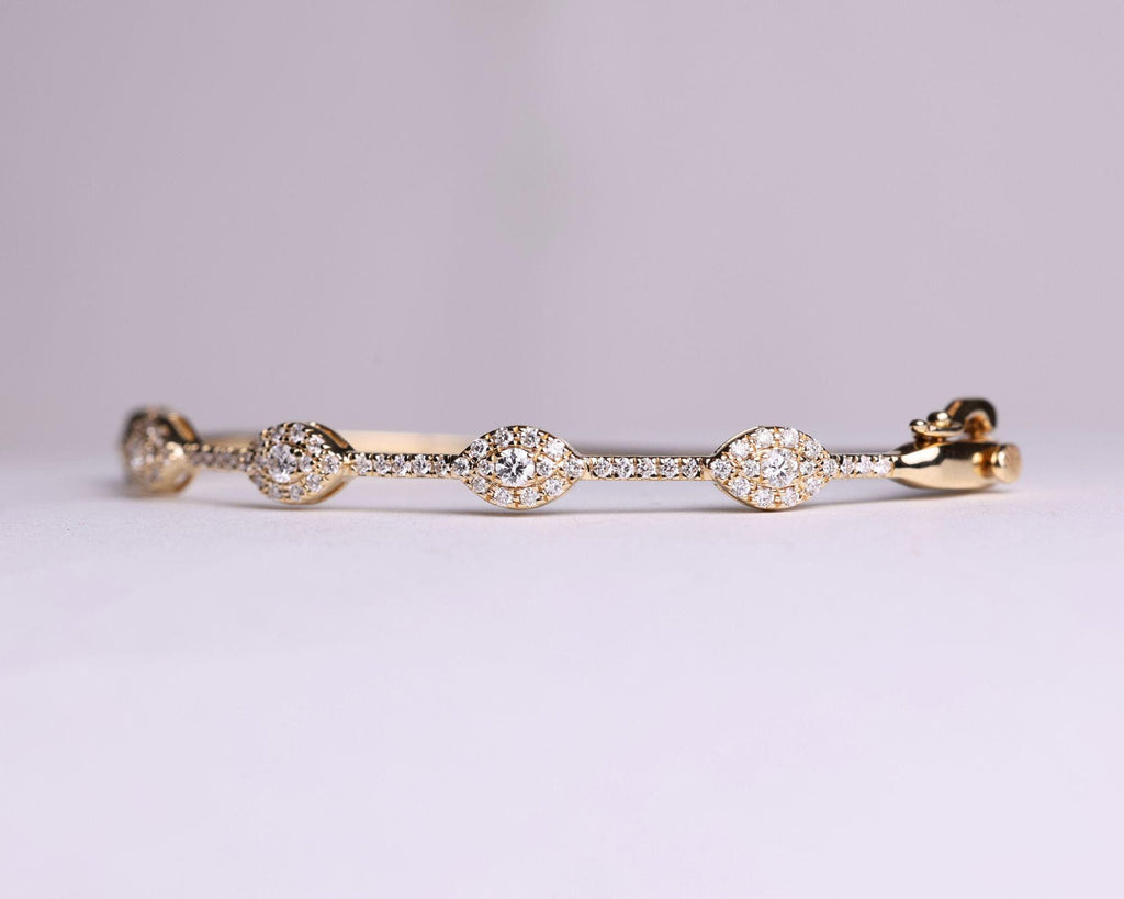 14k Round Moissanite Bangle Bracelet 0.84 ctw, Stackable Moissanite Bracelet, Last Minute Gift, Vintage Bracelet, Gold Bracelet