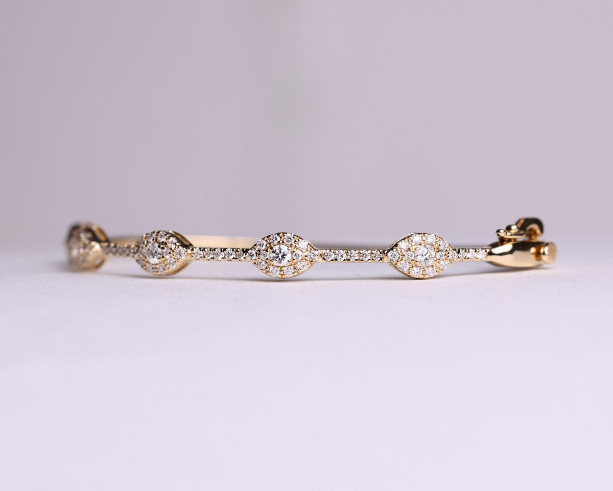 14k Round Moissanite Bangle Bracelet 0.84 ctw, Stackable Moissanite Bracelet, Last Minute Gift, Vintage Bracelet, Gold Bracelet