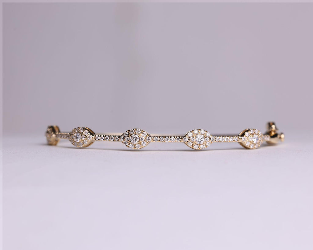 14k Round Moissanite Bangle Bracelet 0.84 ctw, Stackable Moissanite Bracelet, Last Minute Gift, Vintage Bracelet, Gold Bracelet