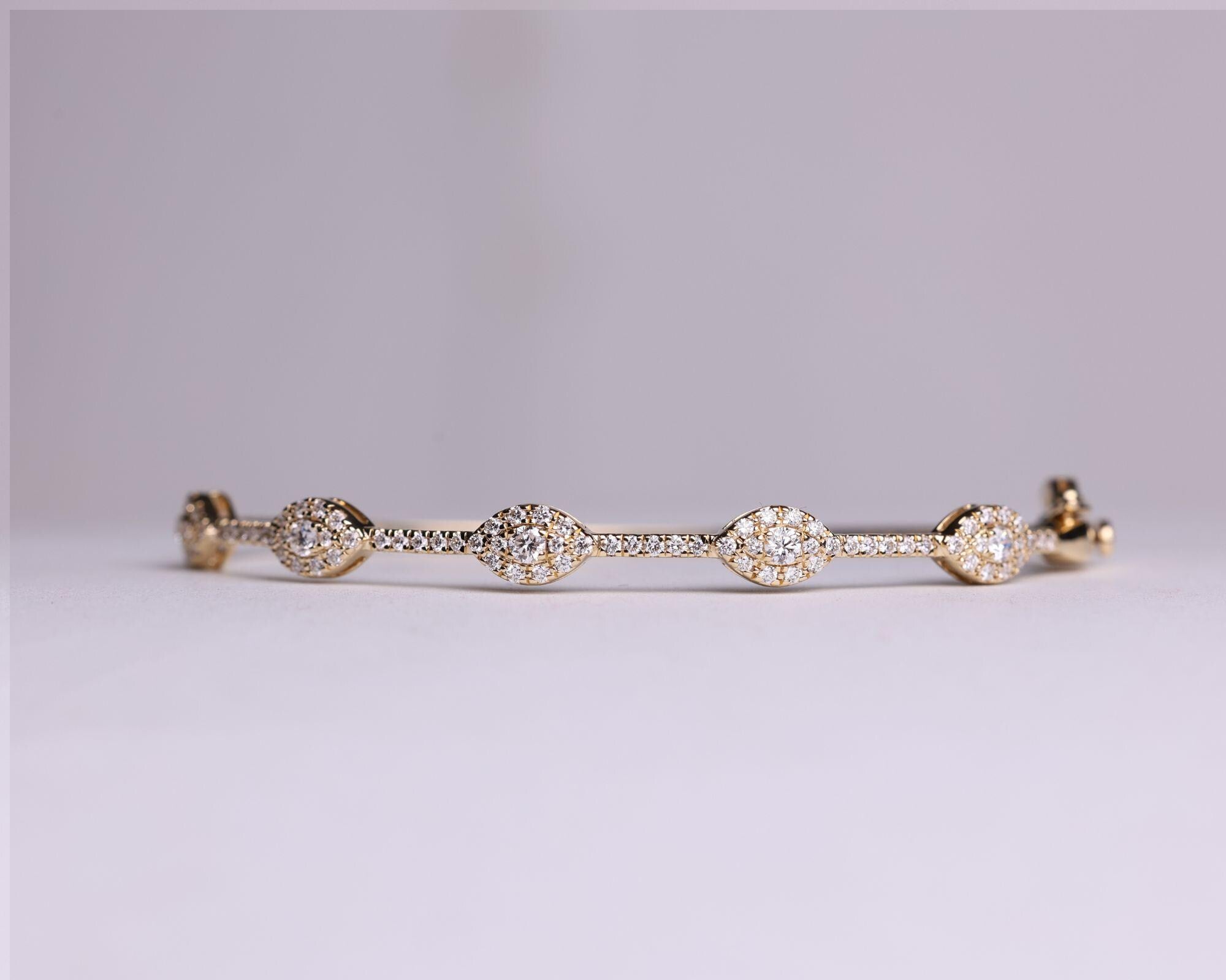 14k Round Moissanite Bangle Bracelet 0.84 ctw, Stackable Moissanite Bracelet, Last Minute Gift, Vintage Bracelet, Gold Bracelet