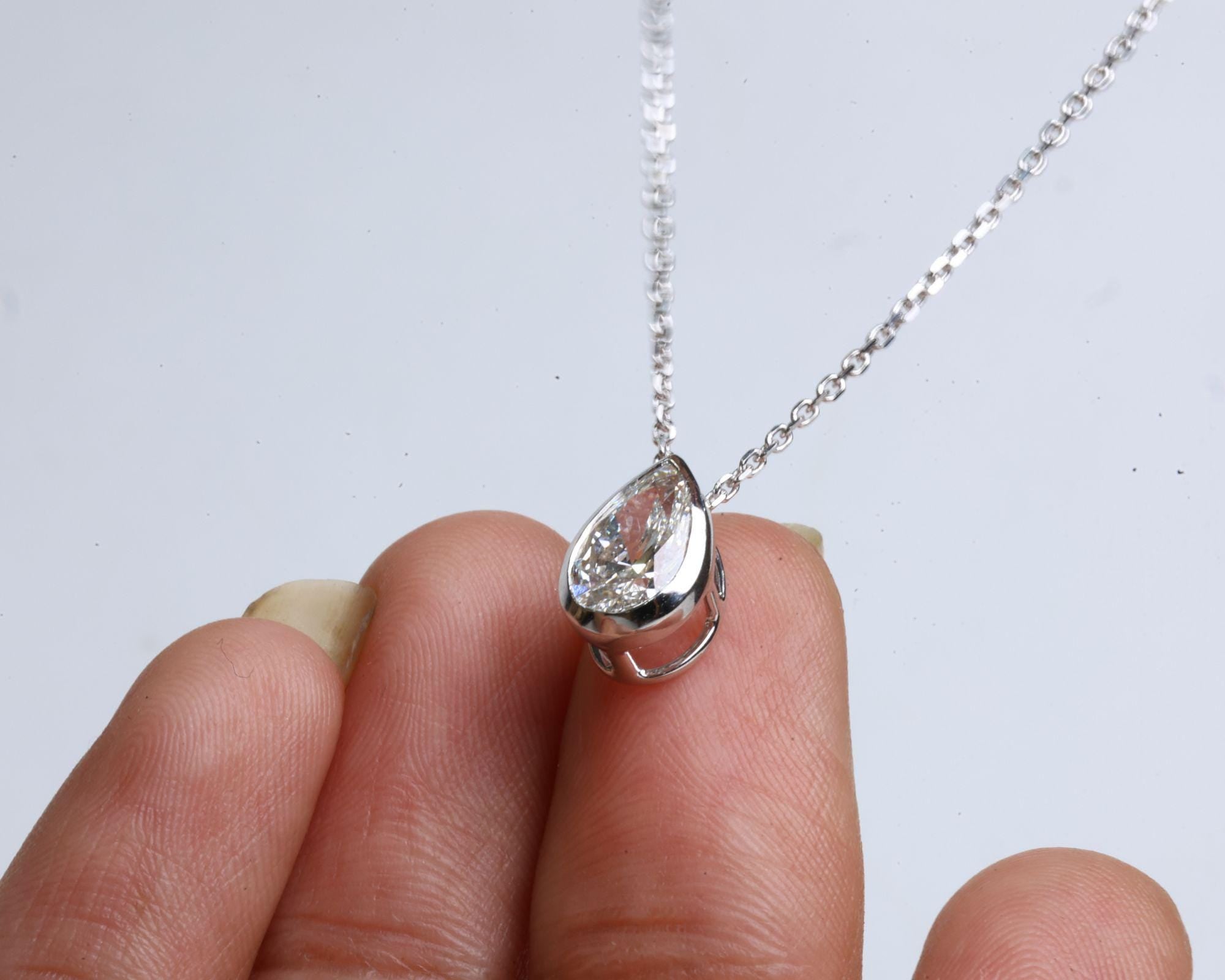 1.50 Ct Pear Cut Moissanite Pendant Pear Moissanite Charm Pear Cut Diamond Pendants For Women 14k Yellow Gold Anniversary Gift For Her