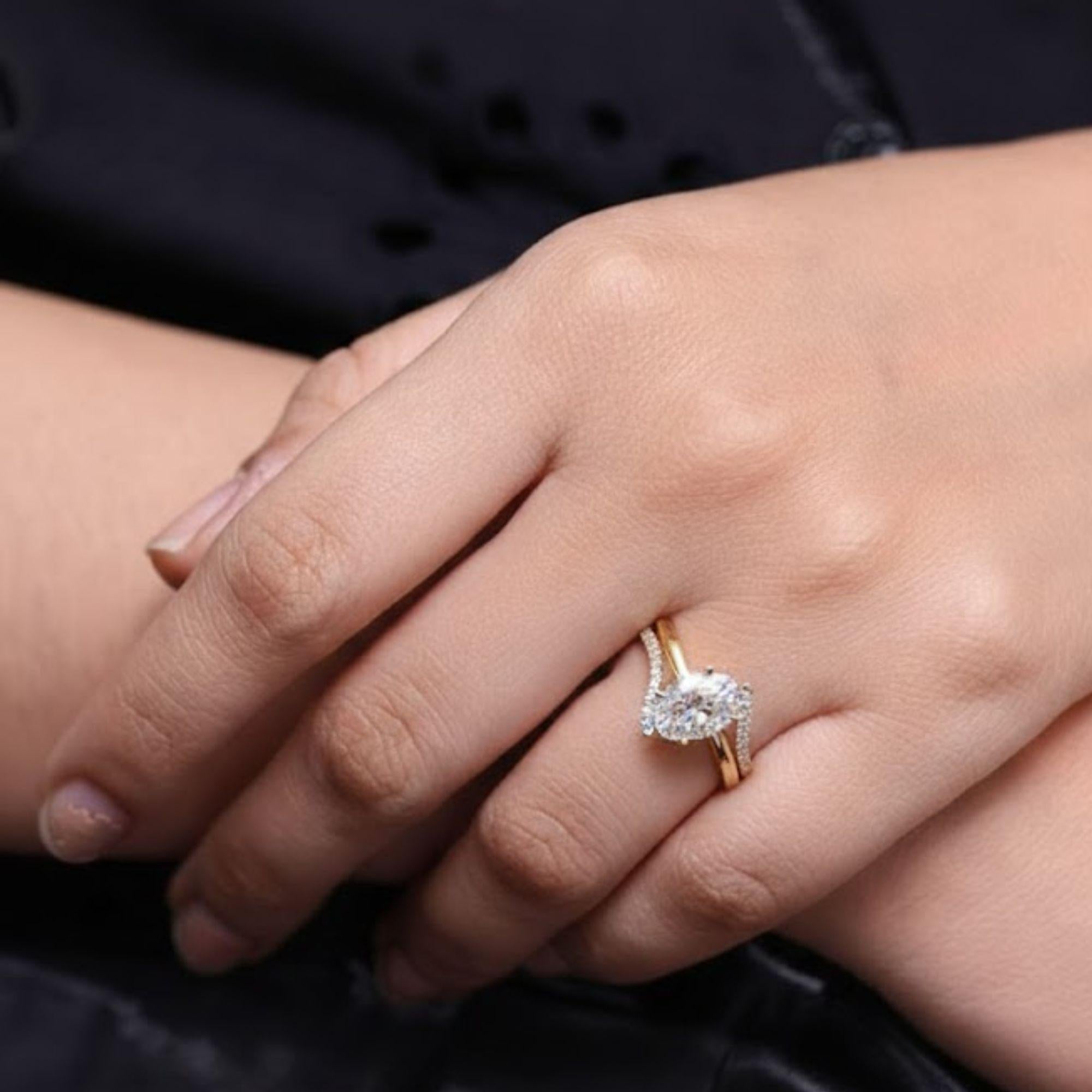 2.00Ct Oval Moissanite Engagement Ring, Round Moissanite Accents, Handmade