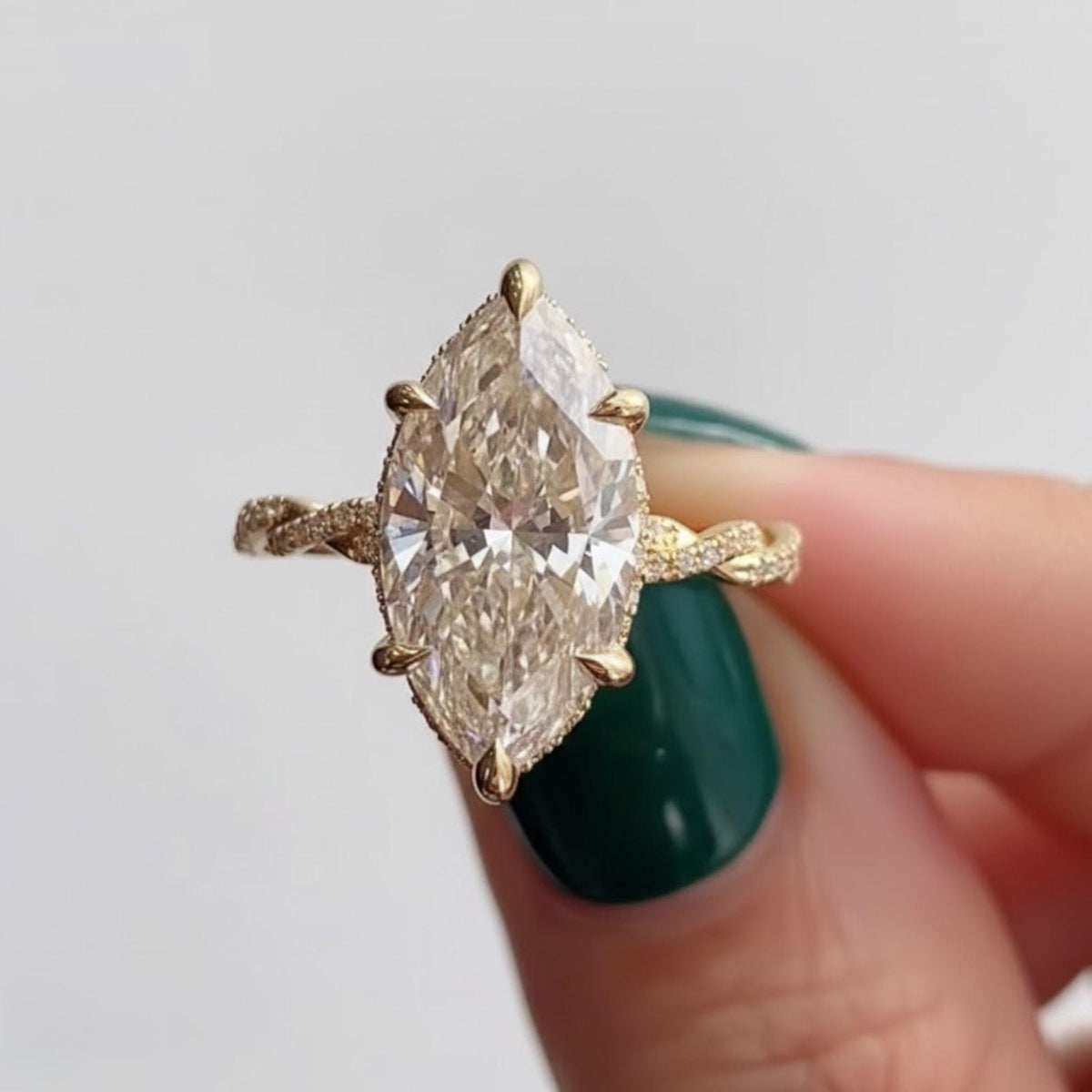 Vintage Marquise Moissanite Engagement Ring 14K Solid Gold Victorian 14K Gold Engraved Wedding Promise Rings for Women Handmade Ring