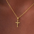 14k Gold Small Cross Pendant Necklace, Religious Jewelry