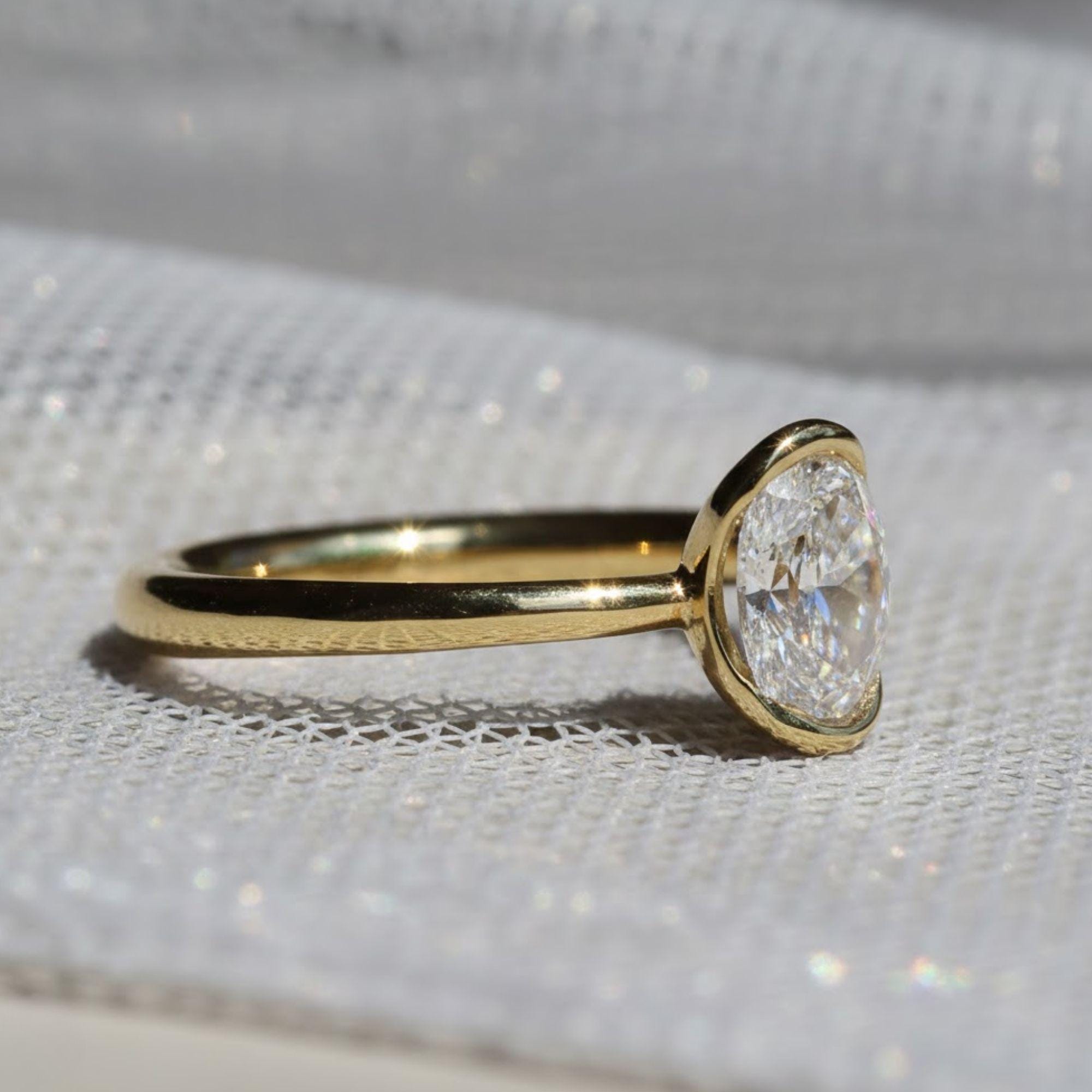 1.00CT Oval Moissanite Engagement Ring 14K Gold Solitaire Ring, Moissanite Alternative, Oval Wedding Ring For Women