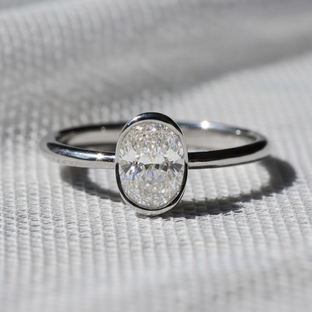 1.00CT Oval Moissanite Engagement Ring 14K Gold Solitaire Ring, Moissanite Alternative, Oval Wedding Ring For Women