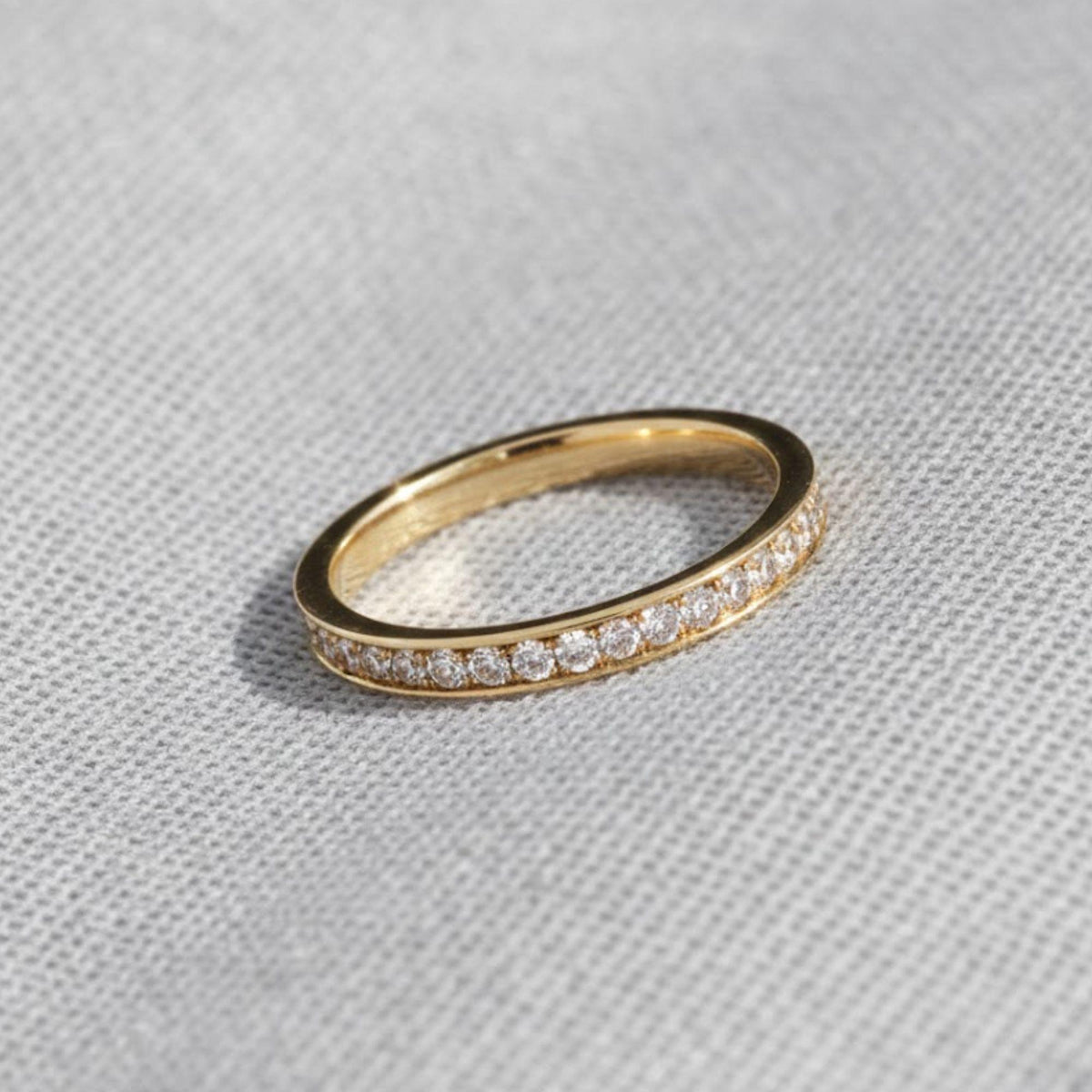 Dainty Moissanite Eternity 14K Gold Ring Jewelry, Custom April Birthstone Ring Minimalist Everyday Ring Moissanite Band Ring