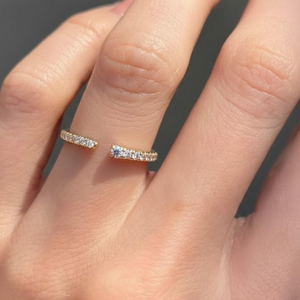 Open Gap Stack Ring Round Moissanite Engagement Band Eternity Minimalist Band Moissanite Stackable Matching Band