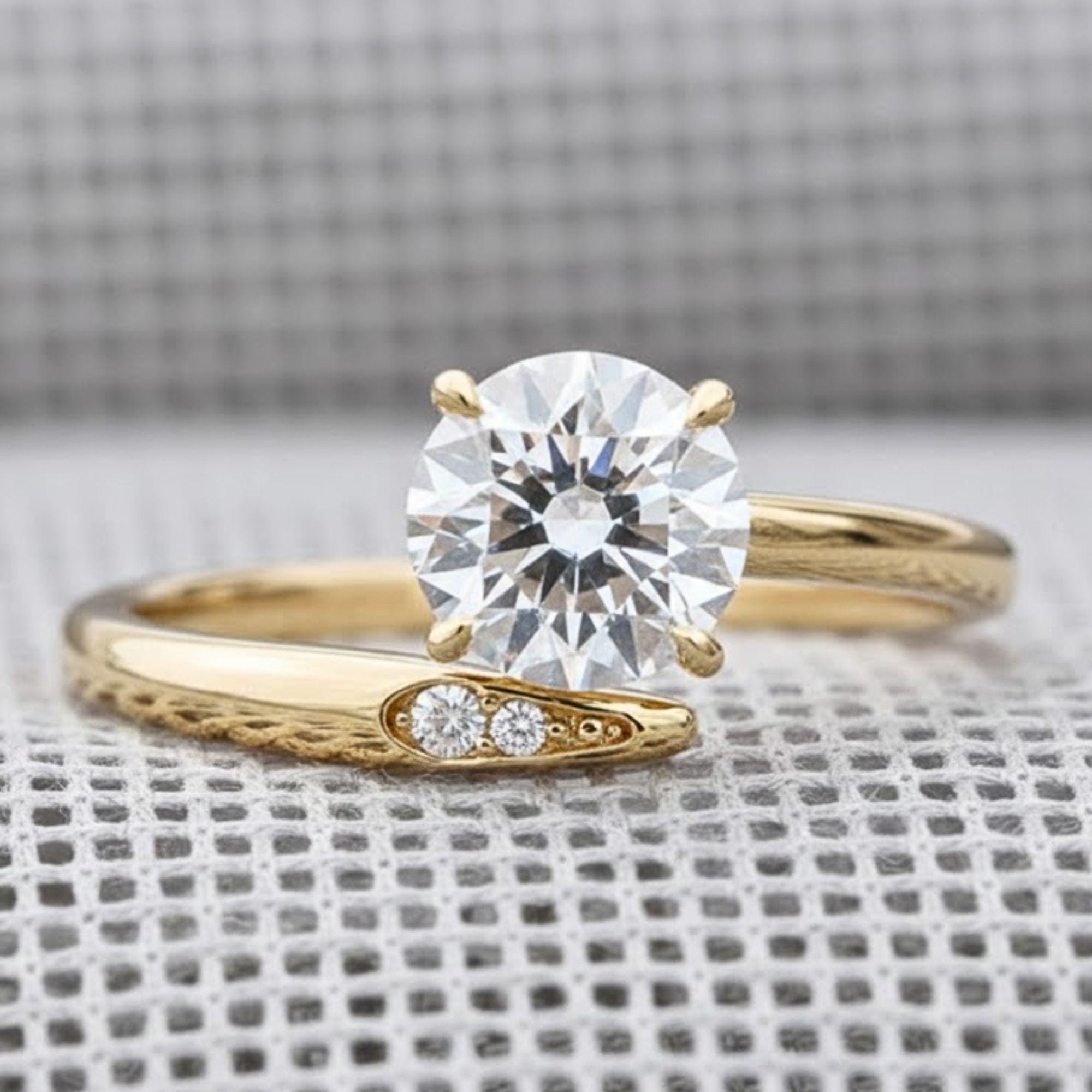 14K Gold Moissanite Engagement Ring • Four Prong Solitaire Moissanite Ring • Sterling Silver Wedding Jewelry • Trendy Best Friend Gift