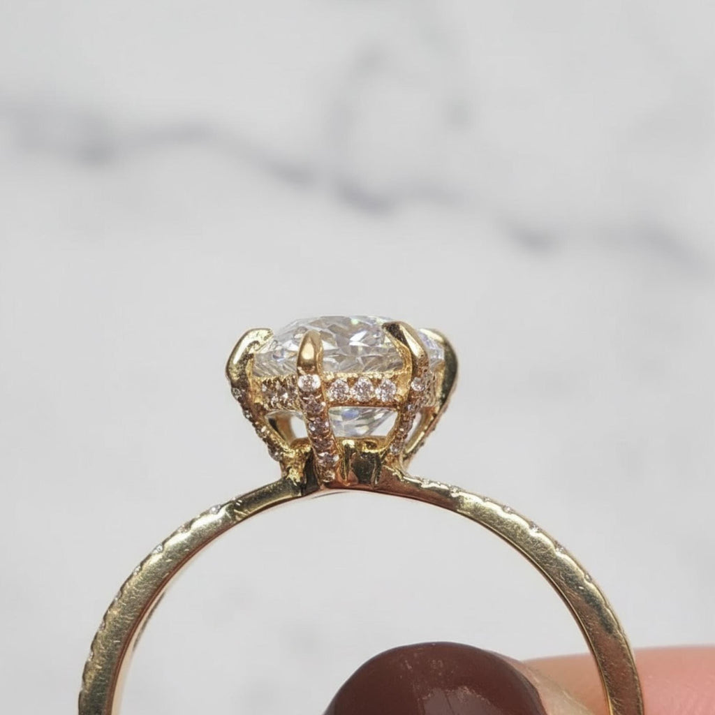 Twisted Pear Cut Moissanite Engagement Ring / 2.50 CT Ring with Pave Set Side Stones / 14K Gold Infinity Ring for Women
