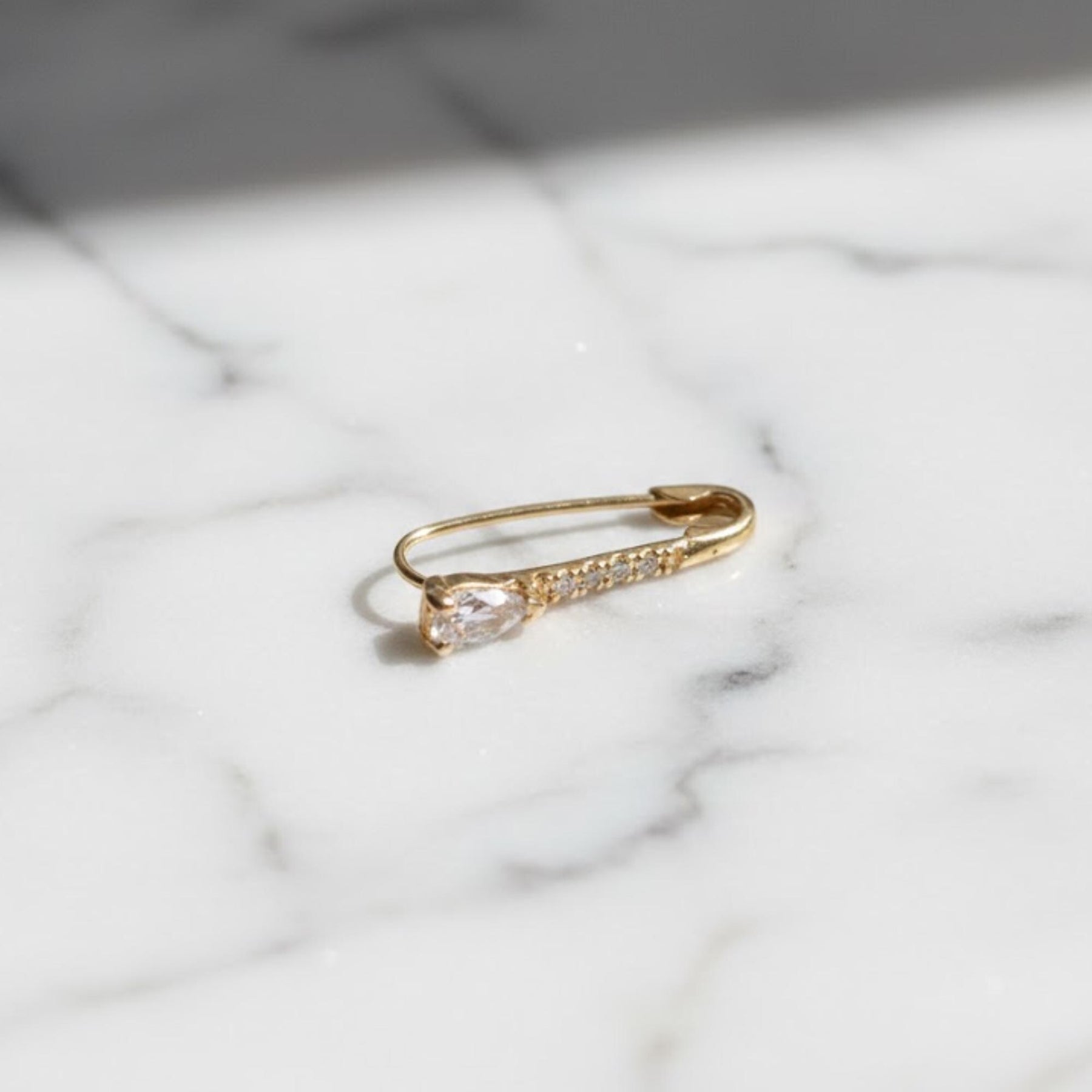 Safety pin earring 14K Gold Diamond safety pin earring hypoallergenic safety pin earrings small saftey pin earrings