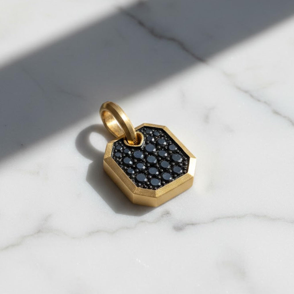 Gold Onyx Pendant Necklace For Men - Mini Onyx Gemstone Necklace - Mens Necklace - Men's Fashion Necklace - Mens Jewellery Gifts UK