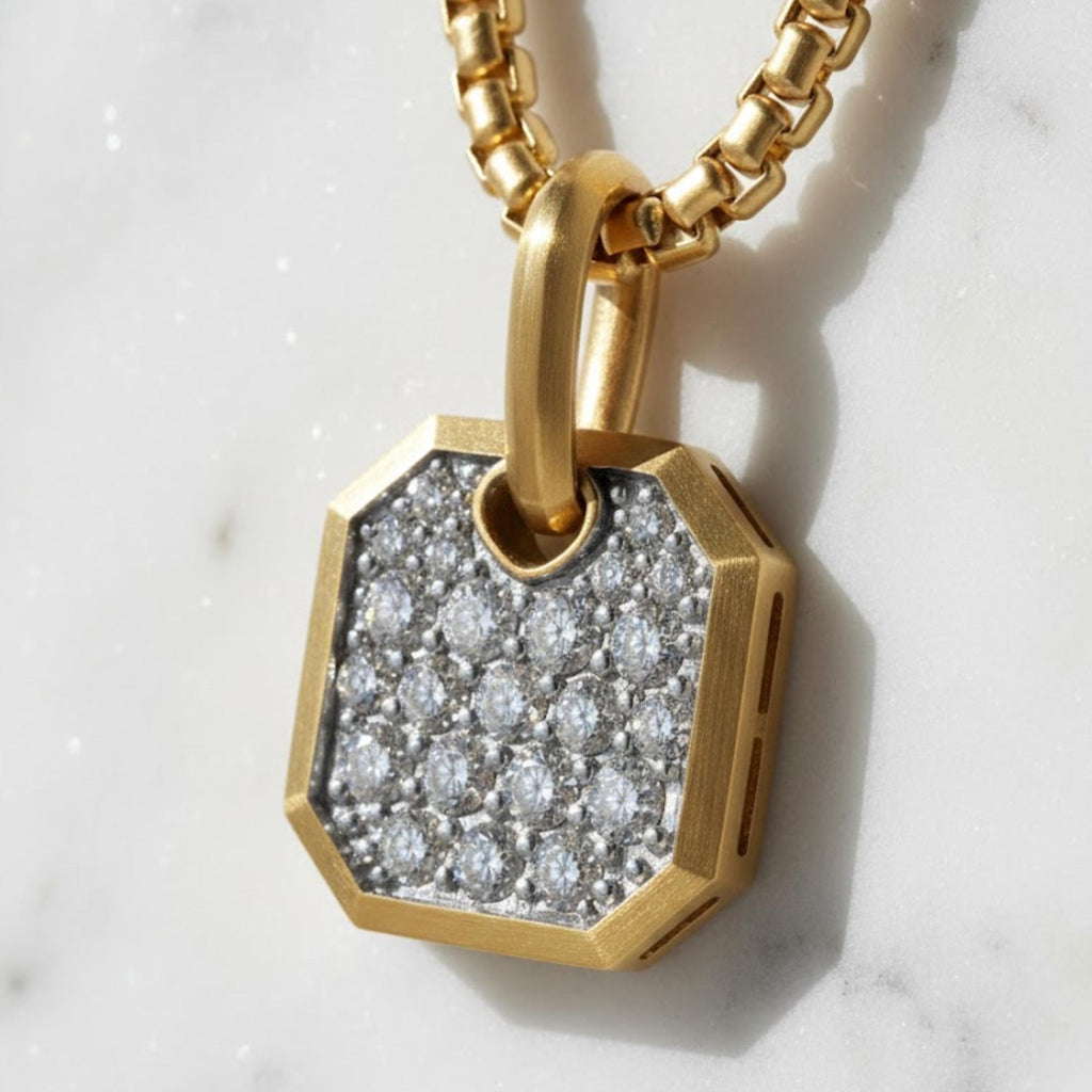 Gold Onyx Pendant Necklace For Men - Mini Onyx Gemstone Necklace - Mens Necklace - Men's Fashion Necklace - Mens Jewellery Gifts UK