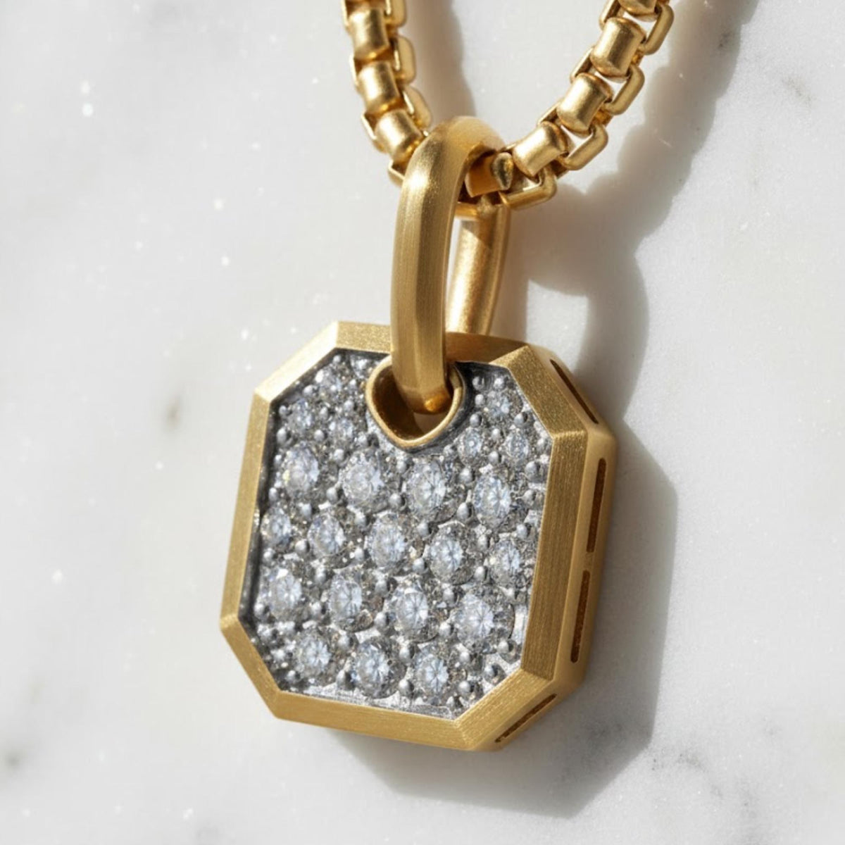 Gold Onyx Pendant Necklace For Men - Mini Onyx Gemstone Necklace - Mens Necklace - Men's Fashion Necklace - Mens Jewellery Gifts UK