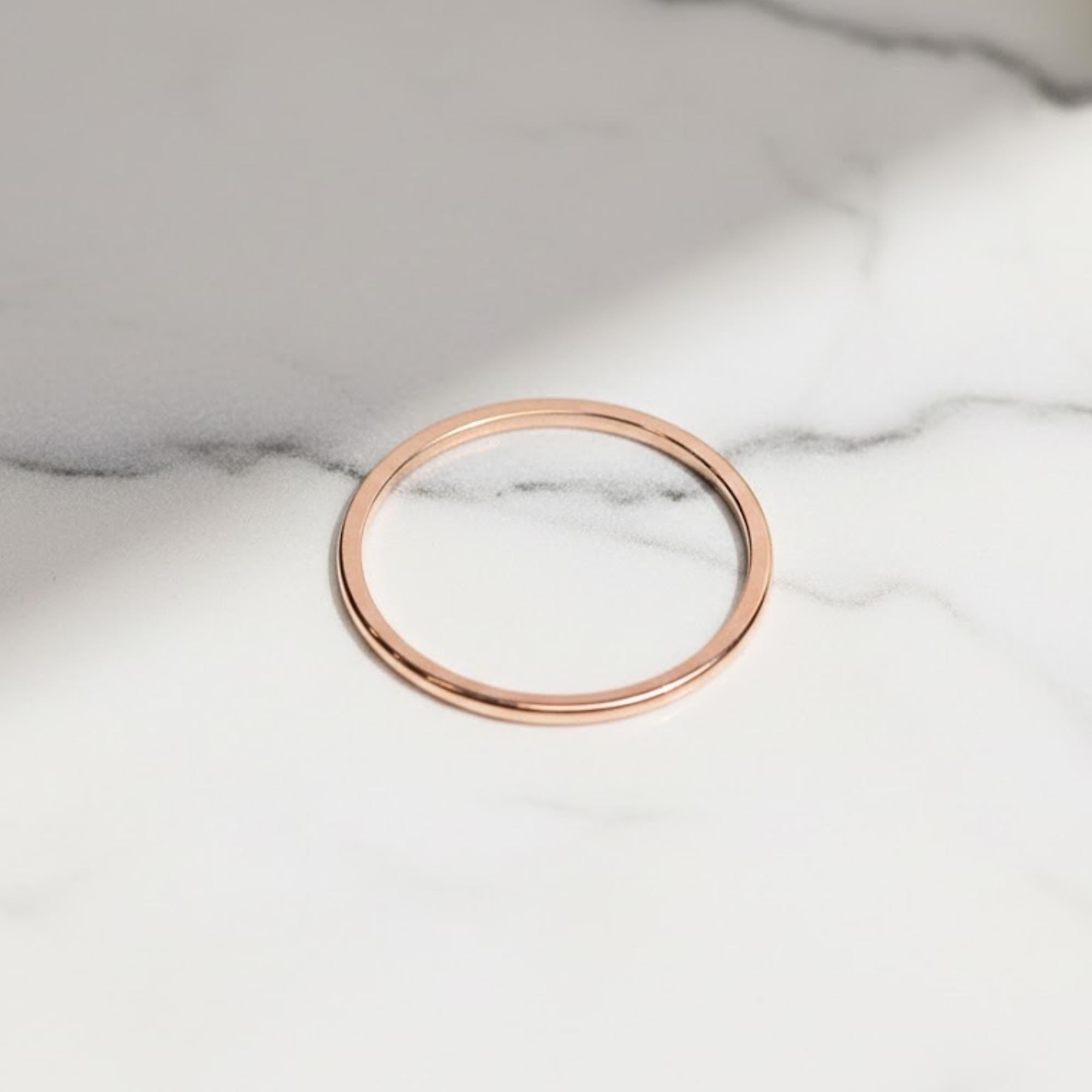 14K Yellow Solid Gold  Wedding Band - 1mm Dome Rings, Polished Classic Wedding Rings with Free Engraved