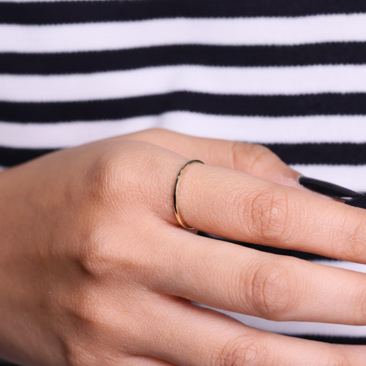 14K Yellow Solid Gold  Wedding Band - 1mm Dome Rings, Polished Classic Wedding Rings with Free Engraved