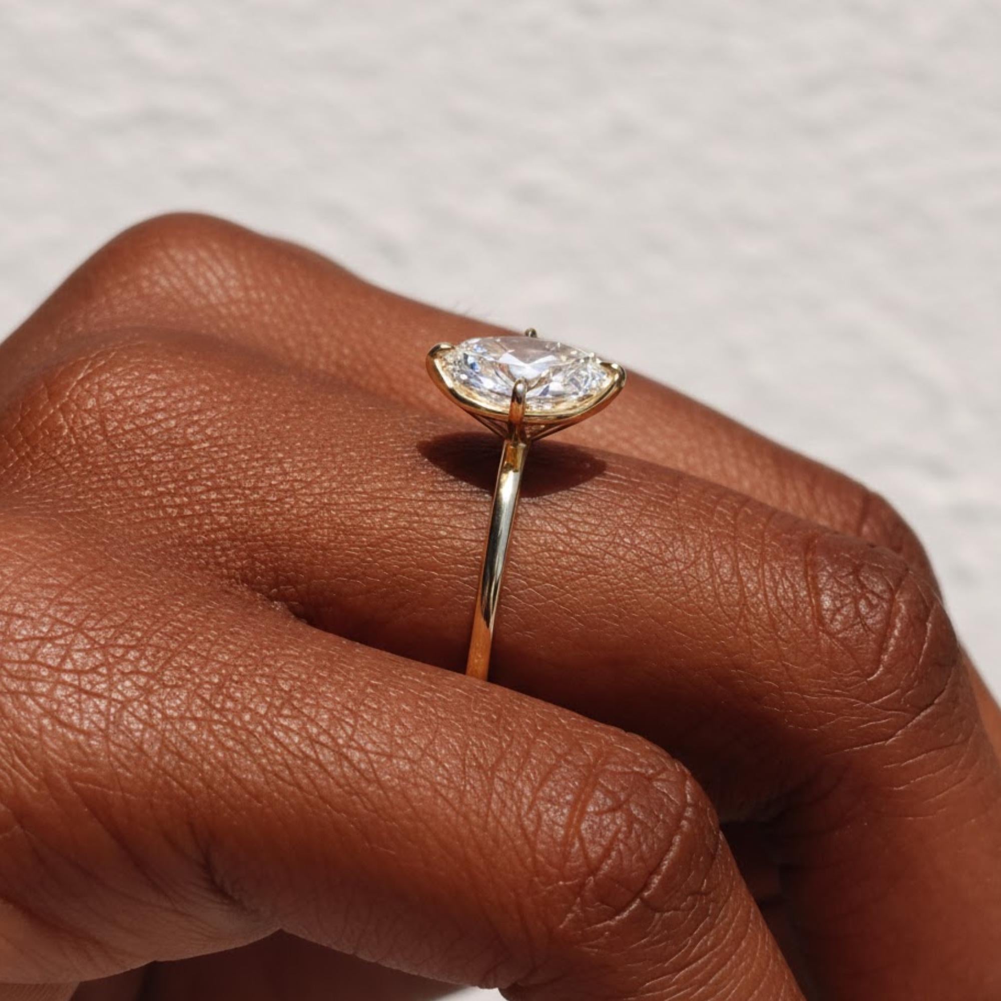 Oval Diamond Ring, Moissanite Diamond Solitaire Engagement Ring, Proposal Gold Ring, Handmade Rings For Women, Anniversary Gift for Her
