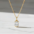 Oval Moissanite Necklace Pendant 14K Gold, Half Bezel Set Diamond Charm, Minimalist Gold Pendant, Universal Bail Jewelry Gift