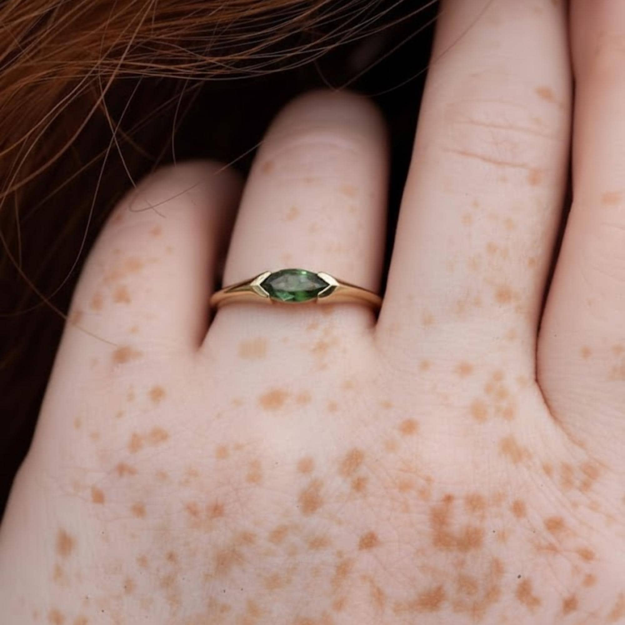 Marquise Emerald dainty Ring, May Birthstone Ring, Promise Ring, Solitaire Ring, Anniversary Gift Ring