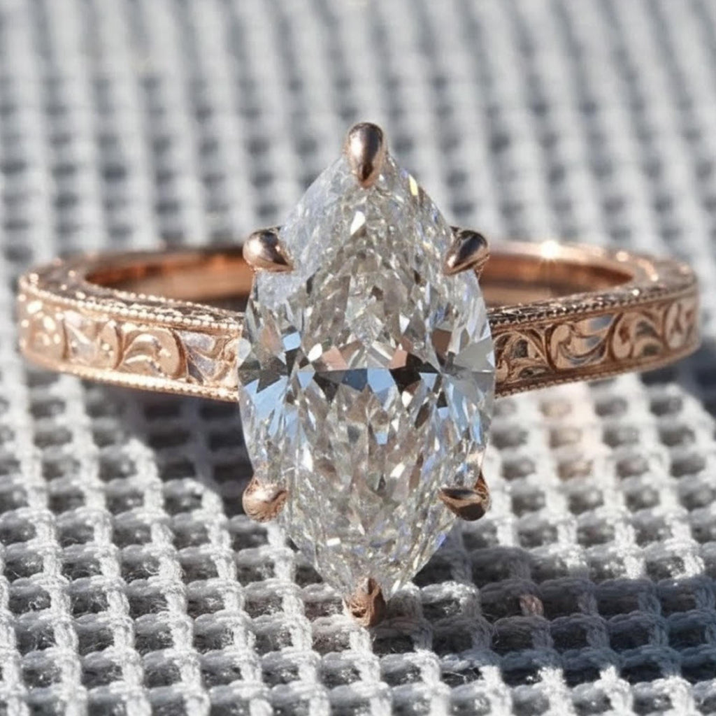 3 CT Marquise Cut Moissanite Engagement Ring, Marquise Wedding Ring, Promise Ring, Six Prong Set Classy Anniversary Rings | Gift For Her