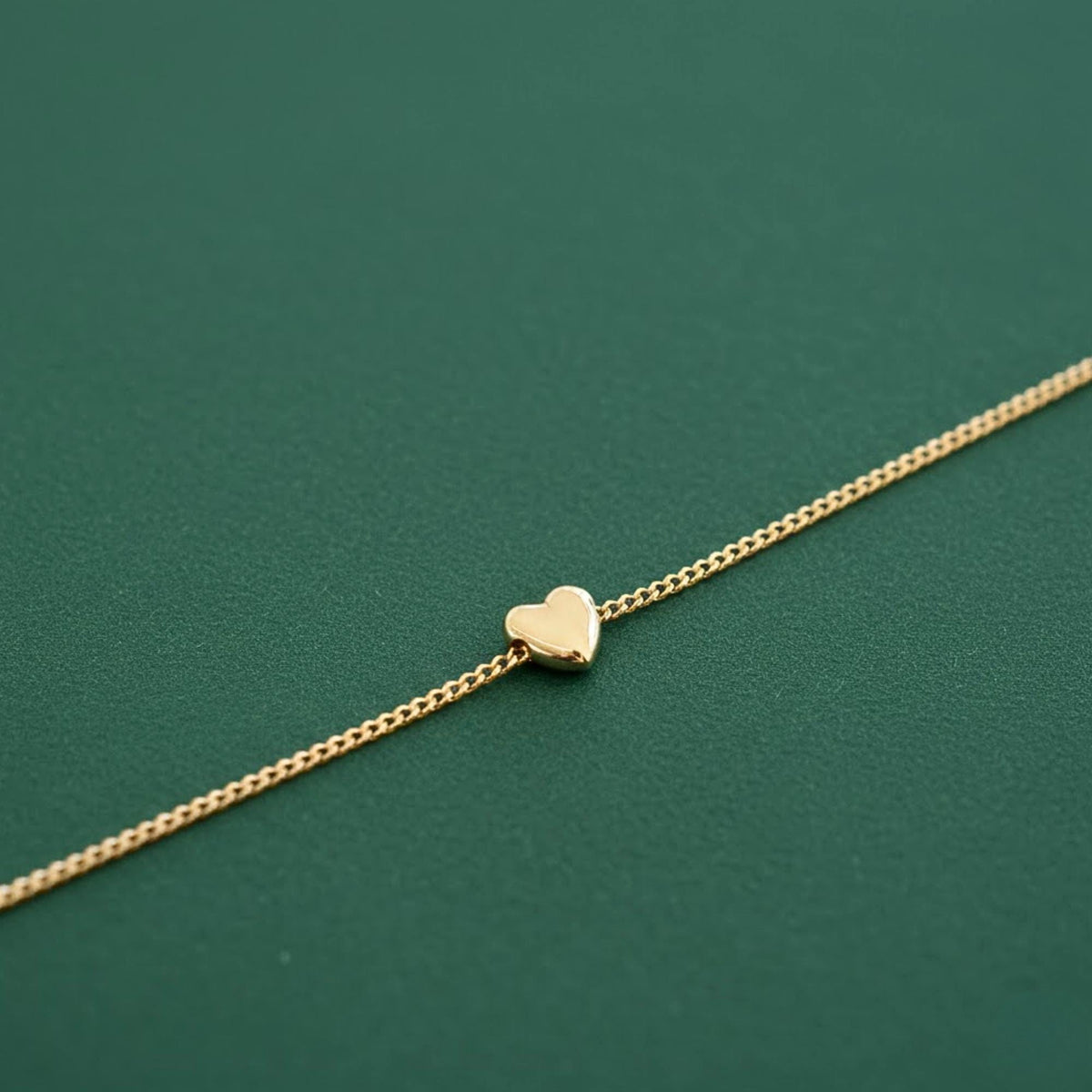 14K Gold Minimalist Heart Bracelet for Women,Solid Gold Bracelet,Tiny Heart Bracelet,