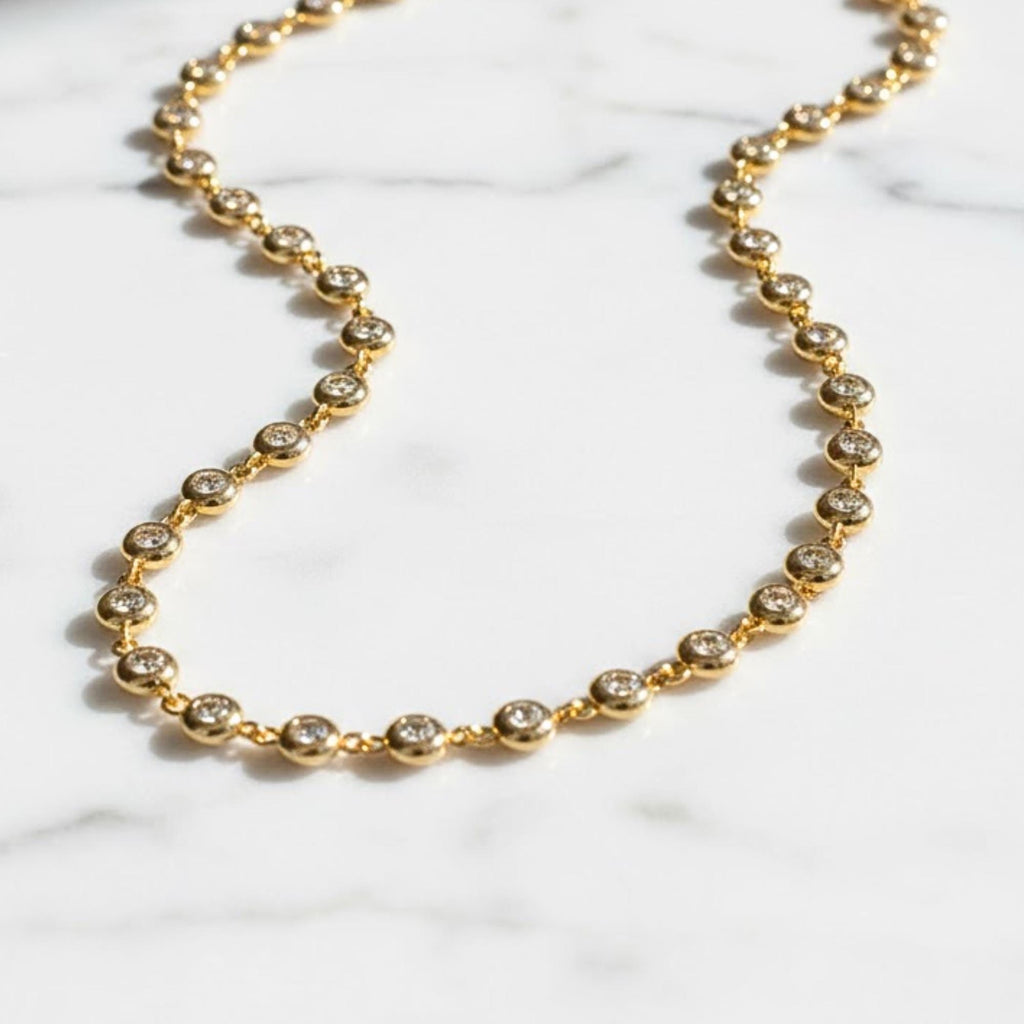 Moissanite Tennis Necklace 14k Real Gold  Moissanite Dainty Necklace By Yard Minimalist Classic Everyday Elegant Delicate Layering Necklace